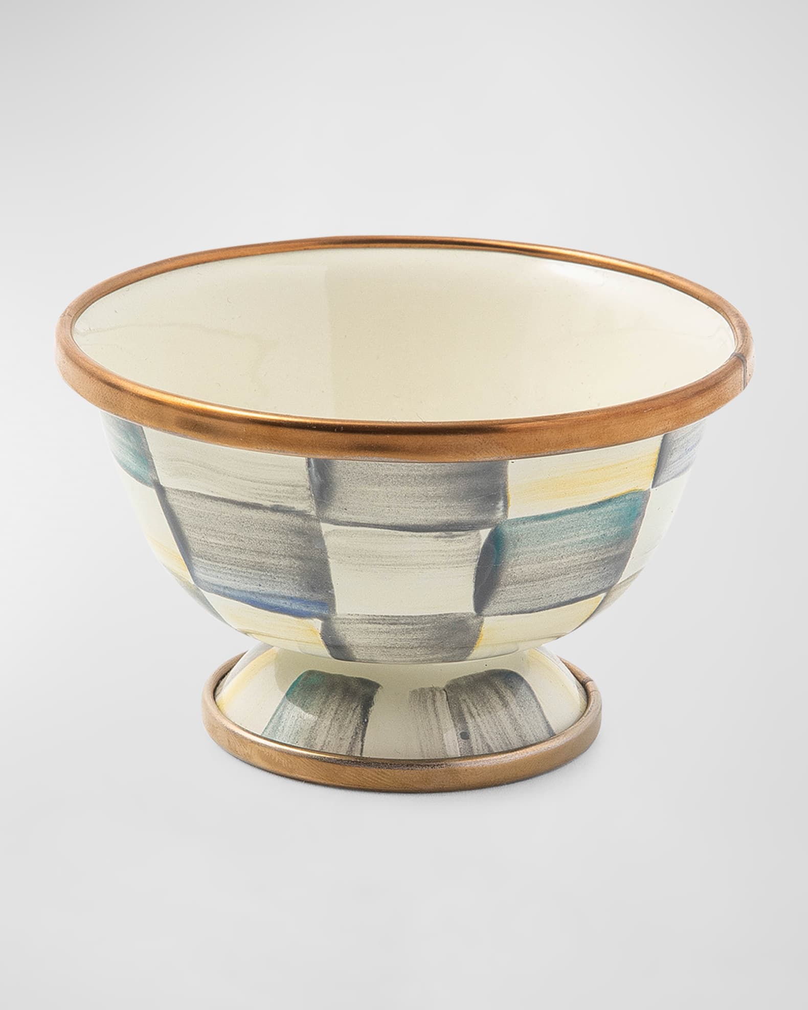 Sterling Check Enamel Little Sugar Bowl 0