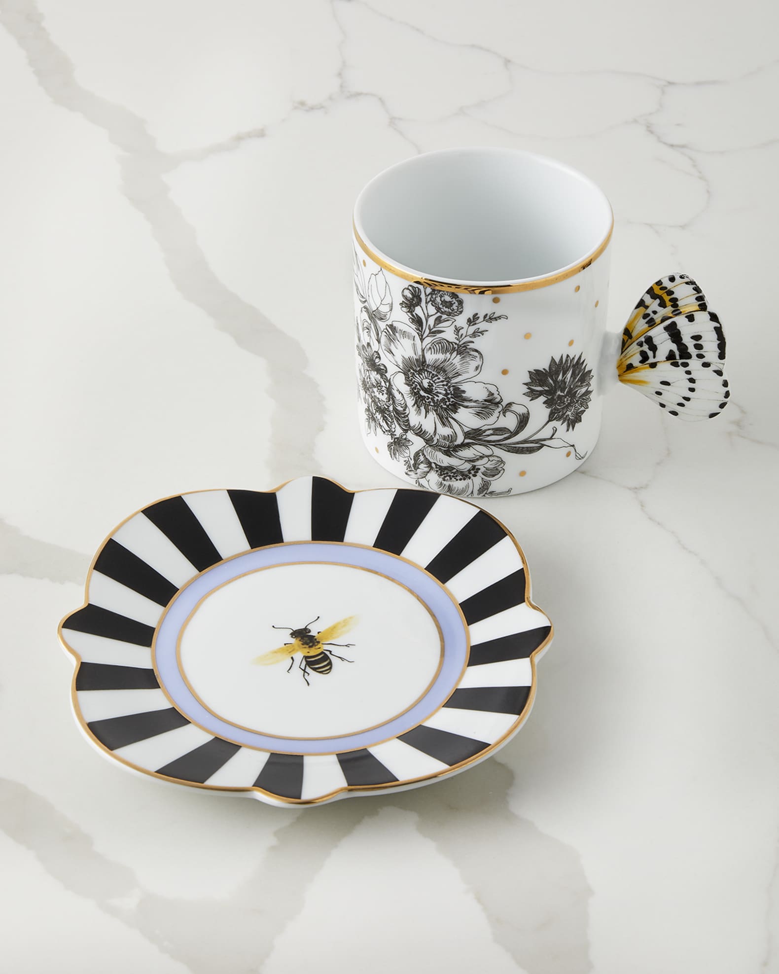 Butterfly Toile Mug Saucer Set 1