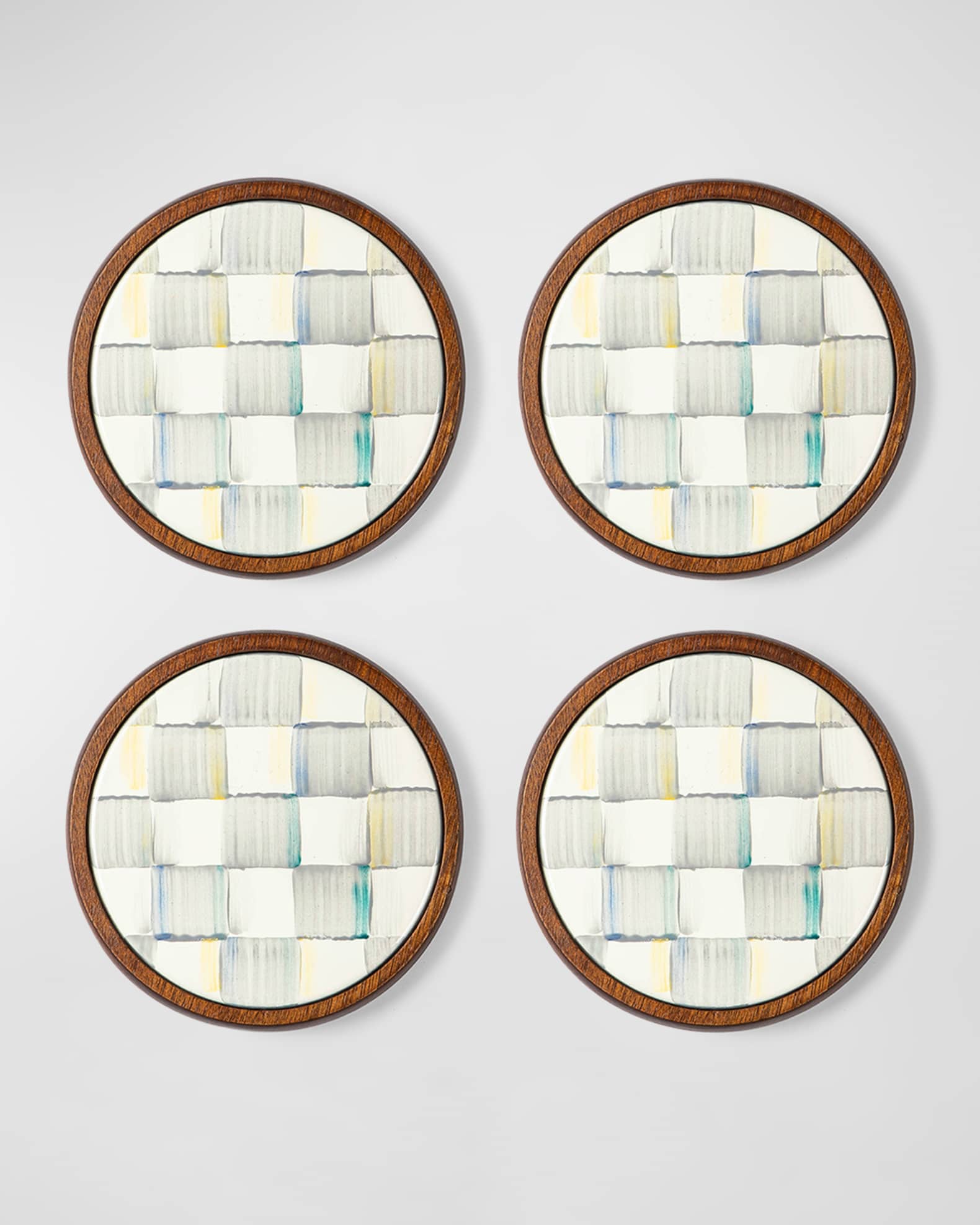 Sterling Check Enamel Coasters, Set of 4 0