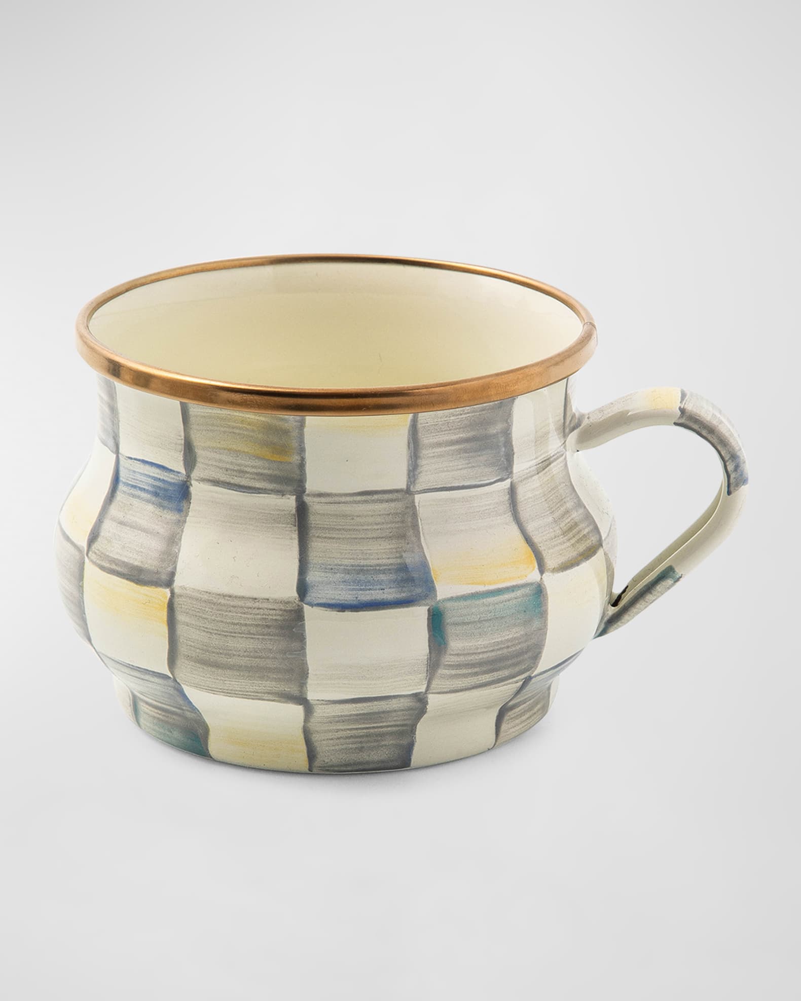 Sterling Check Enamel Teacup 1