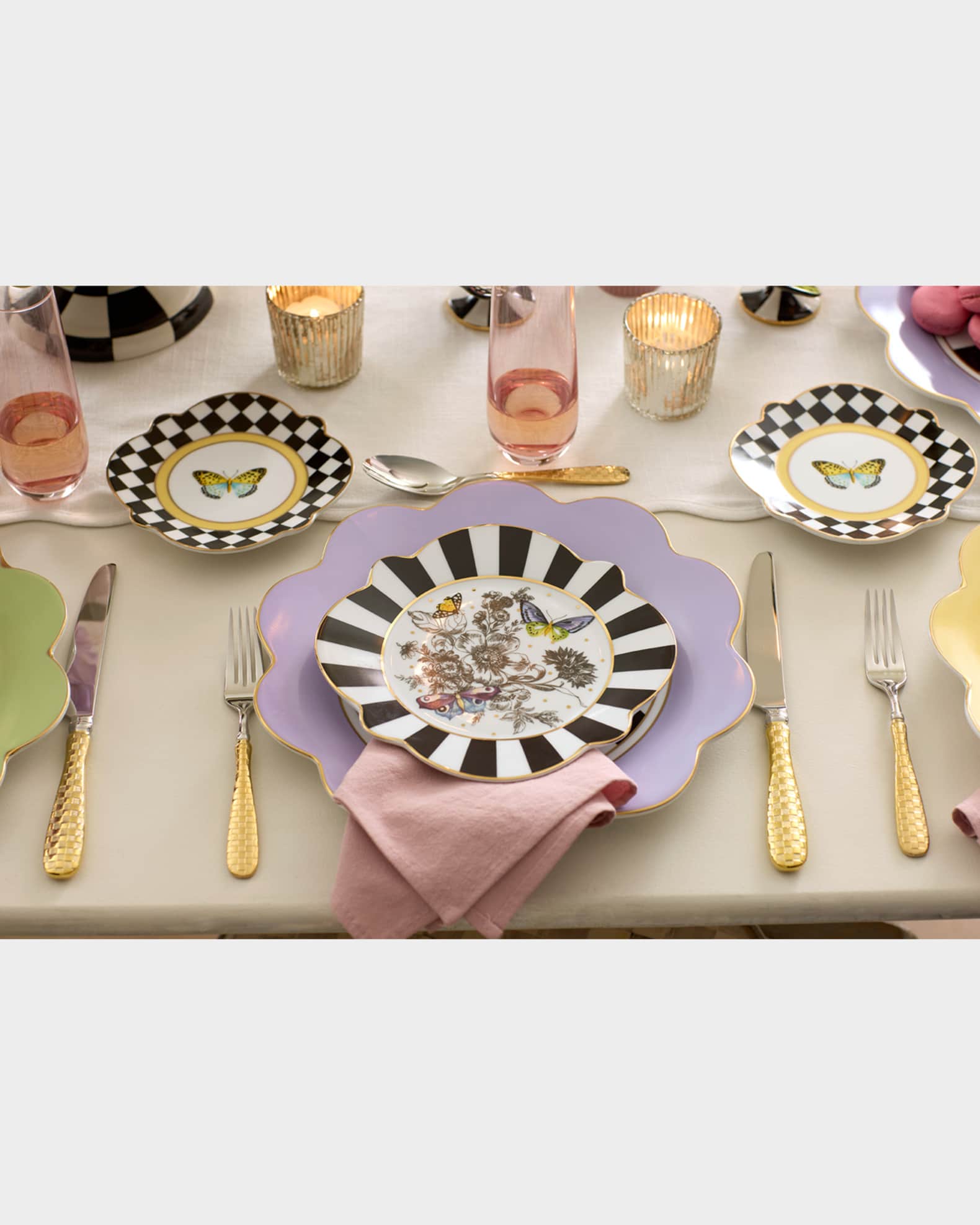 Butterfly Toile Dinner Plate, Lavender 1