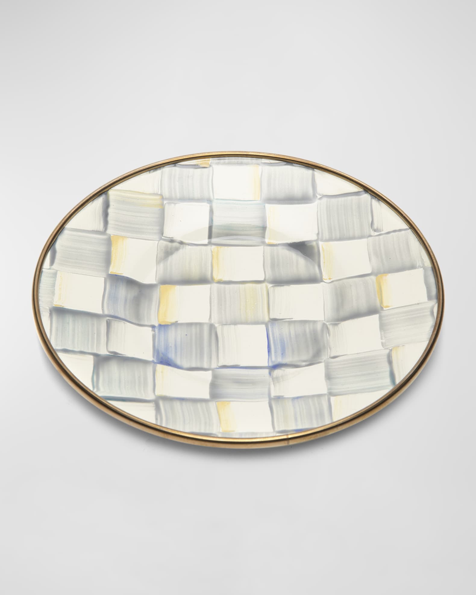 Sterling Check Enamel Saucer 1