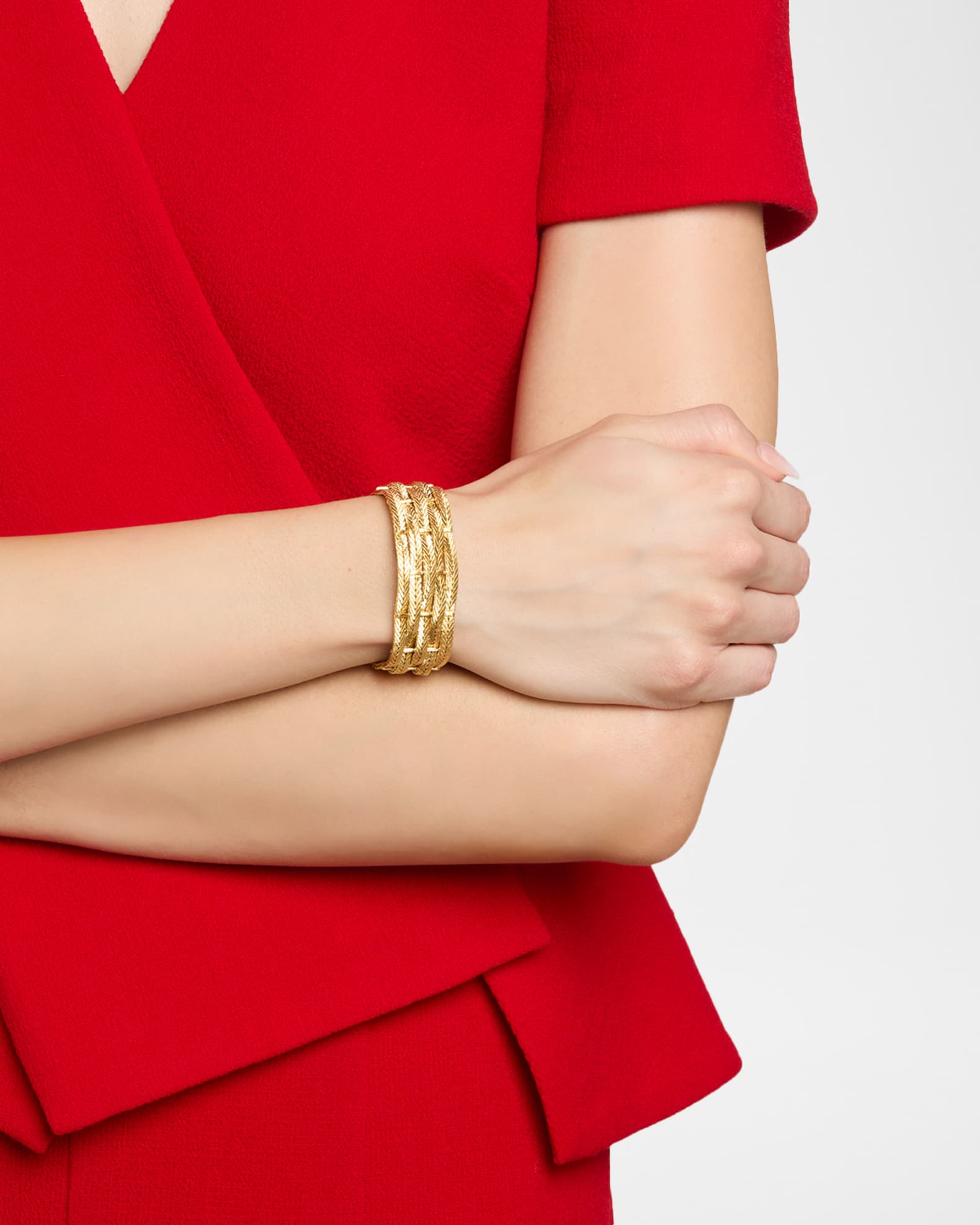 Estate Buccellati 18K Yellow Gold 5 Row Chevron Bracelet, 6.5"L 1