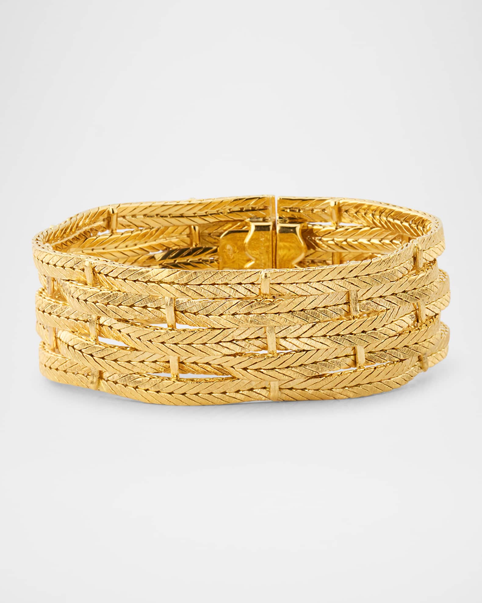 Estate Buccellati 18K Yellow Gold 5 Row Chevron Bracelet, 6.5"L 0