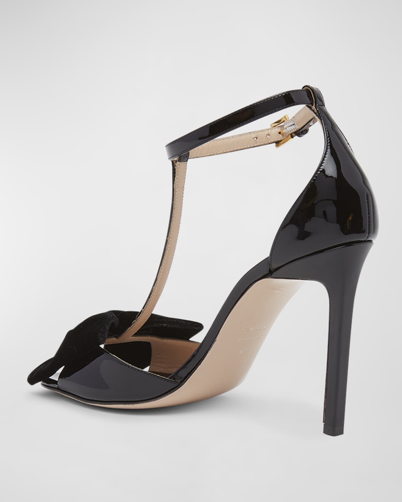 TOM FORD Patent Bow T-Strap Stiletto Sandals | Neiman Marcus