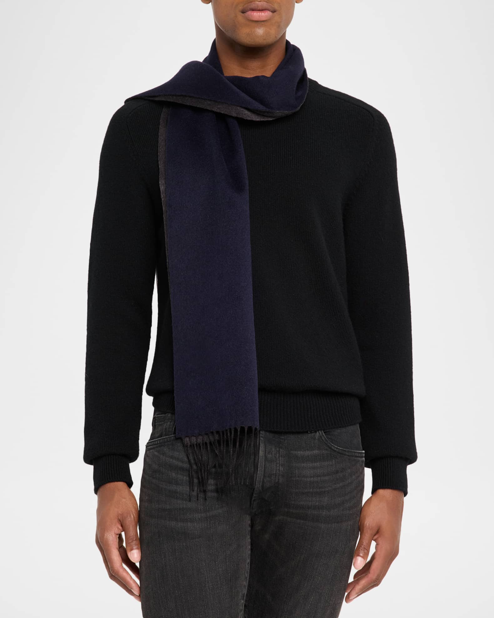 Men's Two-Tone Cashmere-Silk Scarf 1