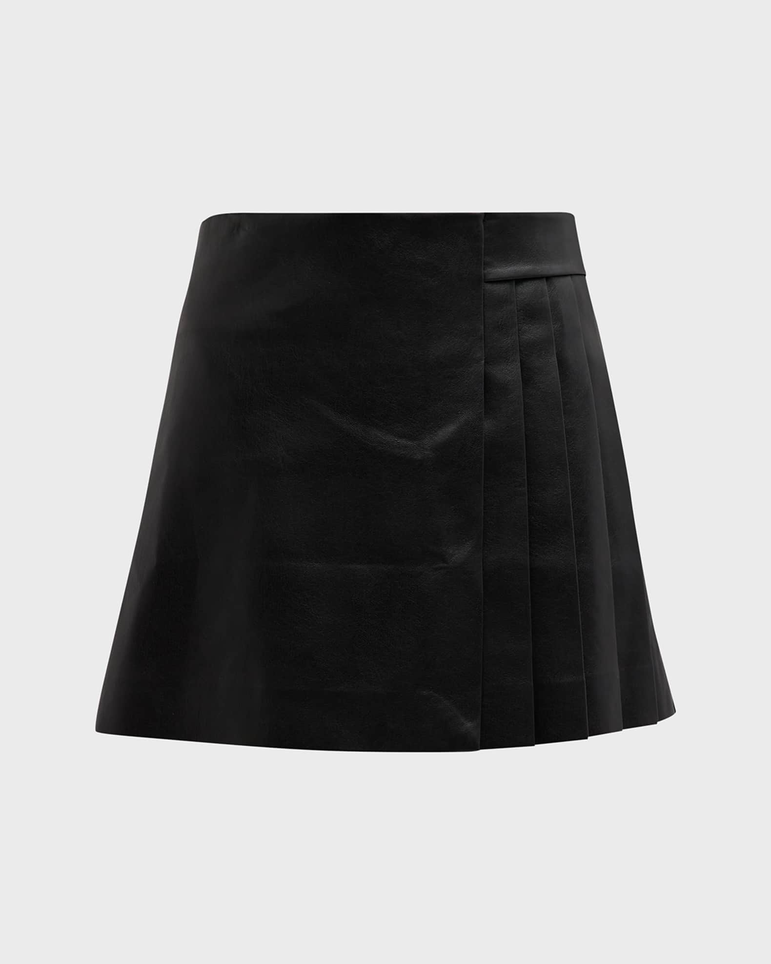 Alice + Olivia Toni Vegan Leather Asymmetric Pleated Mini Skirt ...