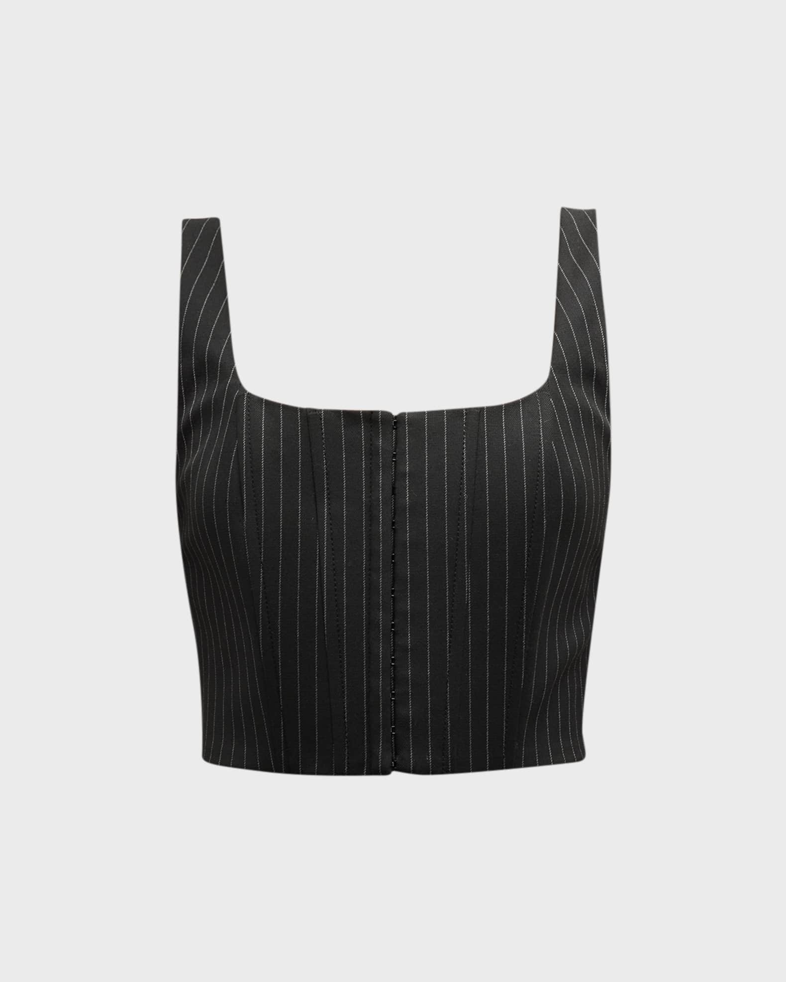 Alice + Olivia Breslin Pinstripe Boned Corset Top