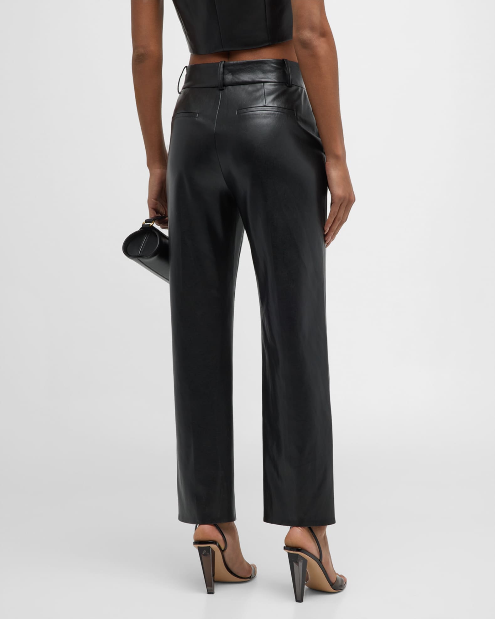 Alice + Olivia Ming Vegan Leather Ankle Pants | Neiman Marcus