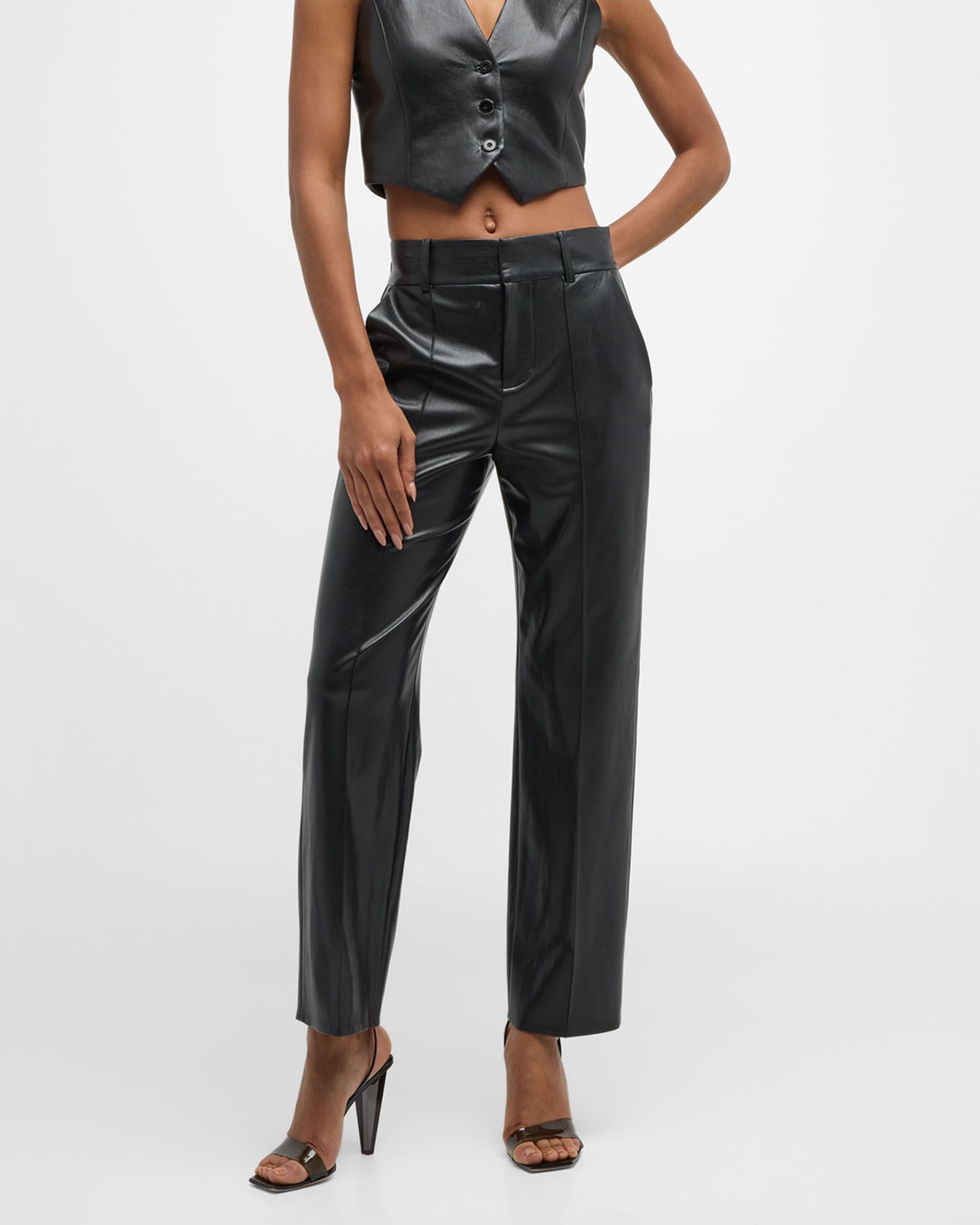 ALICE + OLIVIA Ming Vegan Leather Ankle Pants | Neiman Marcus