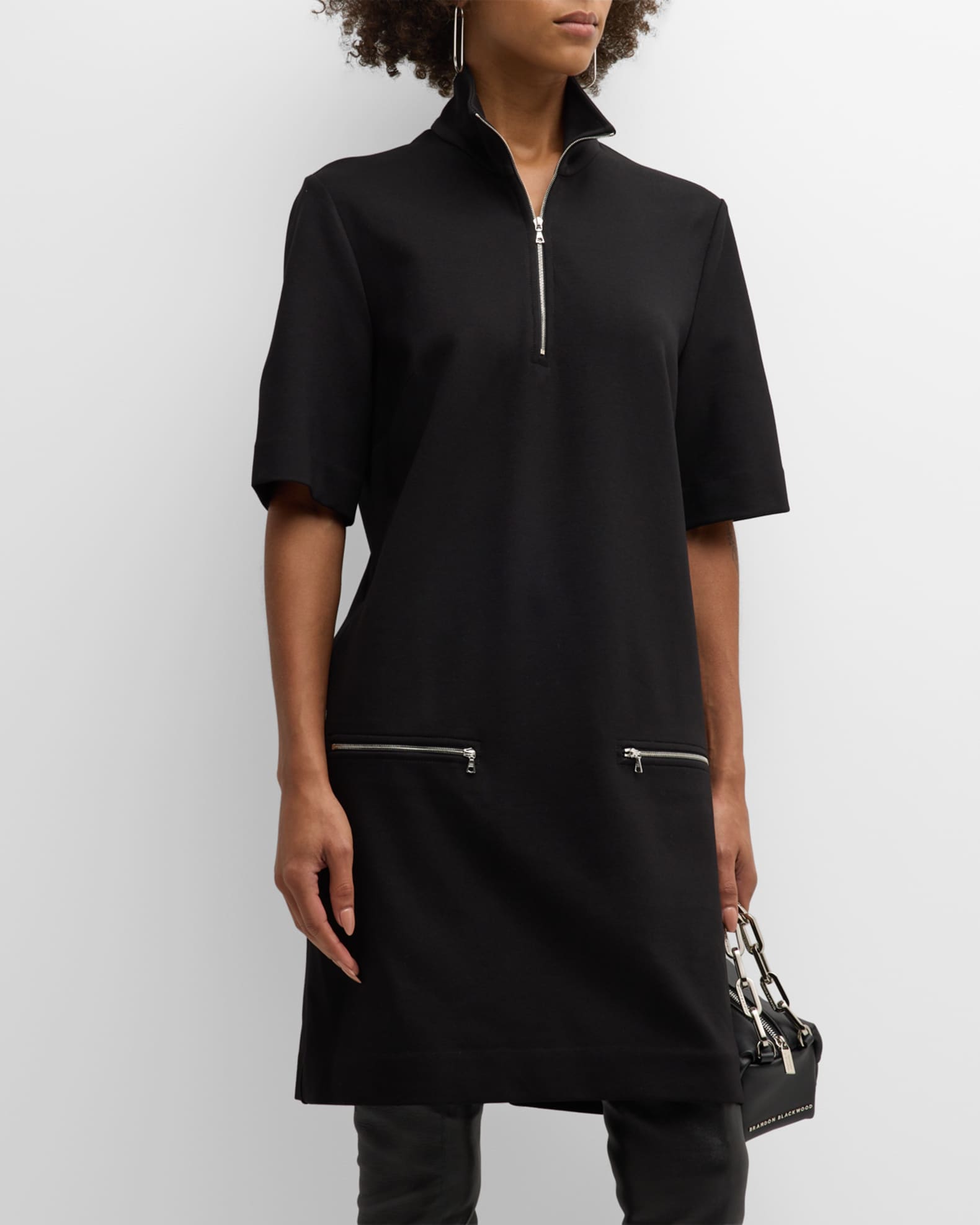 Quarter-Zip Mini Shift Dress 1