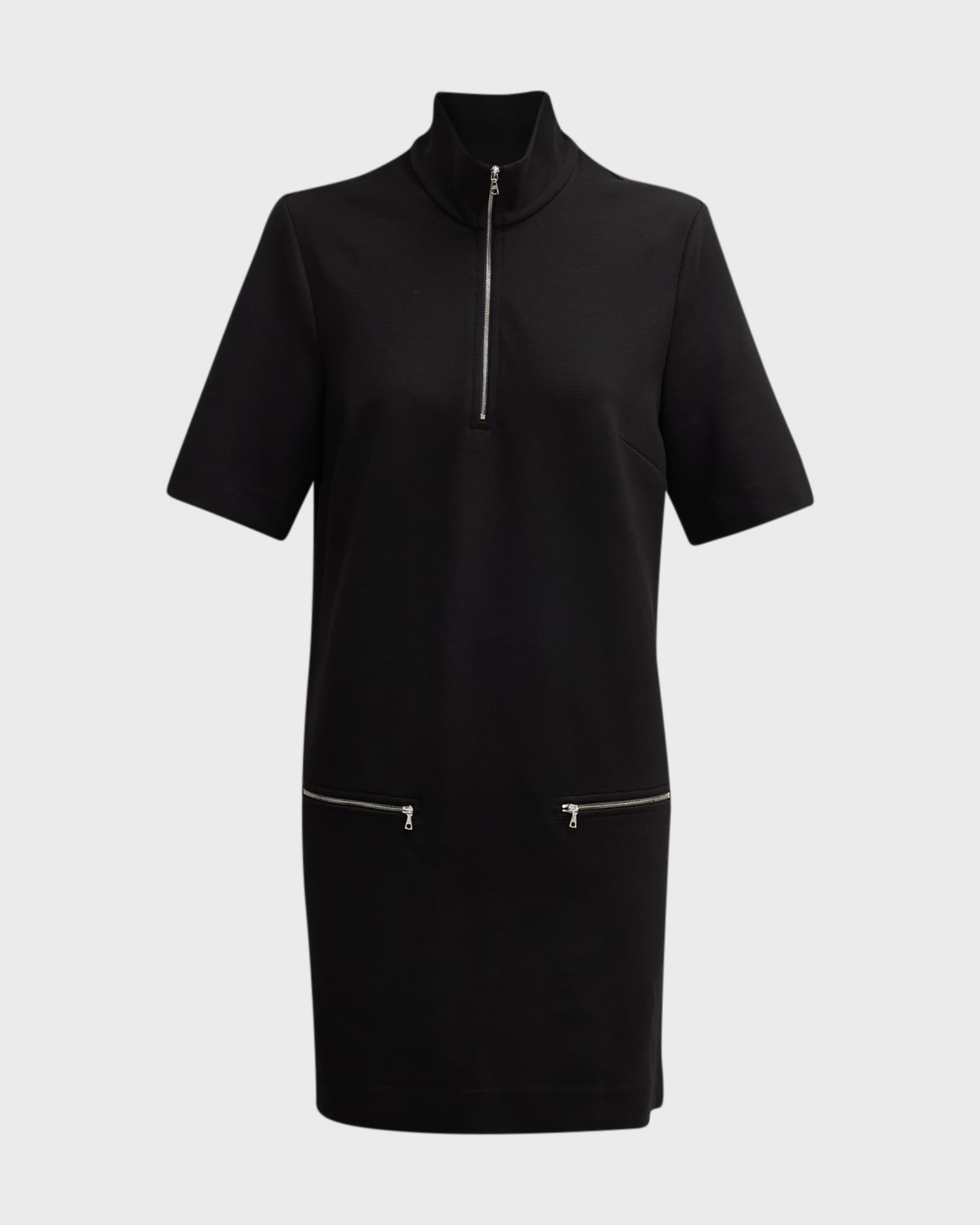 Quarter-Zip Mini Shift Dress 0
