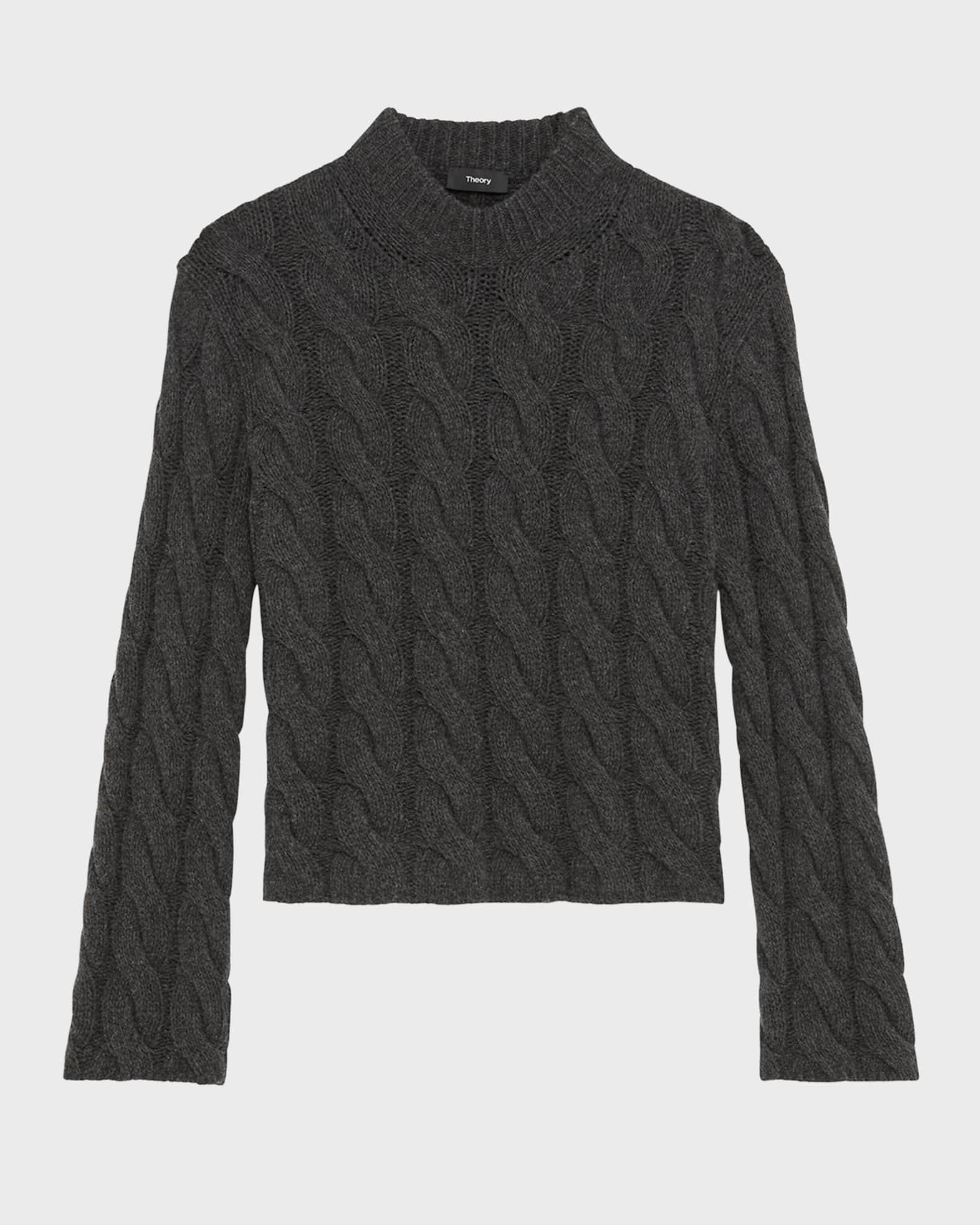 Wool Cashmere Mock Neck Cable Sweater