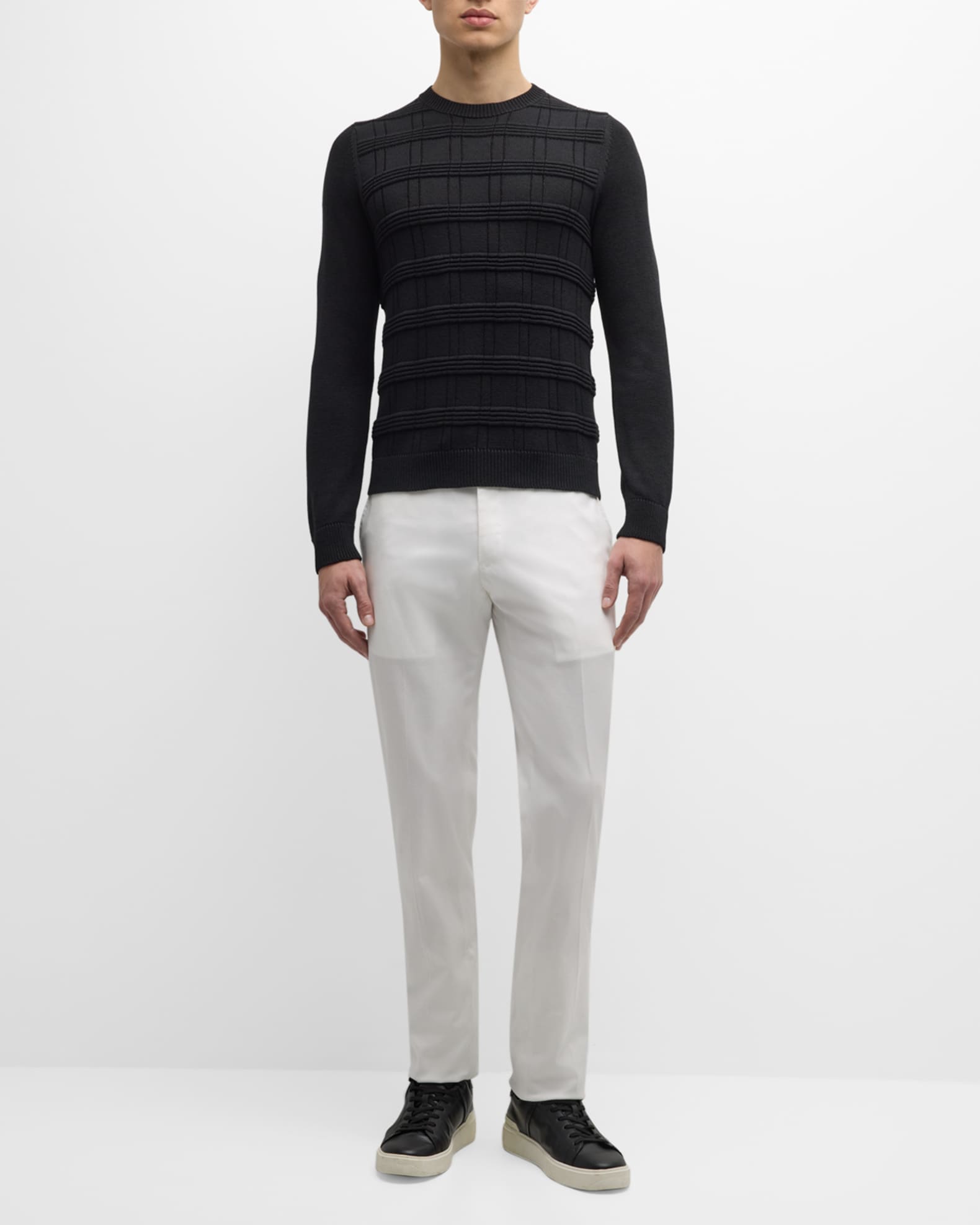 Men s Cotton Silk Knit Crewneck Sweater