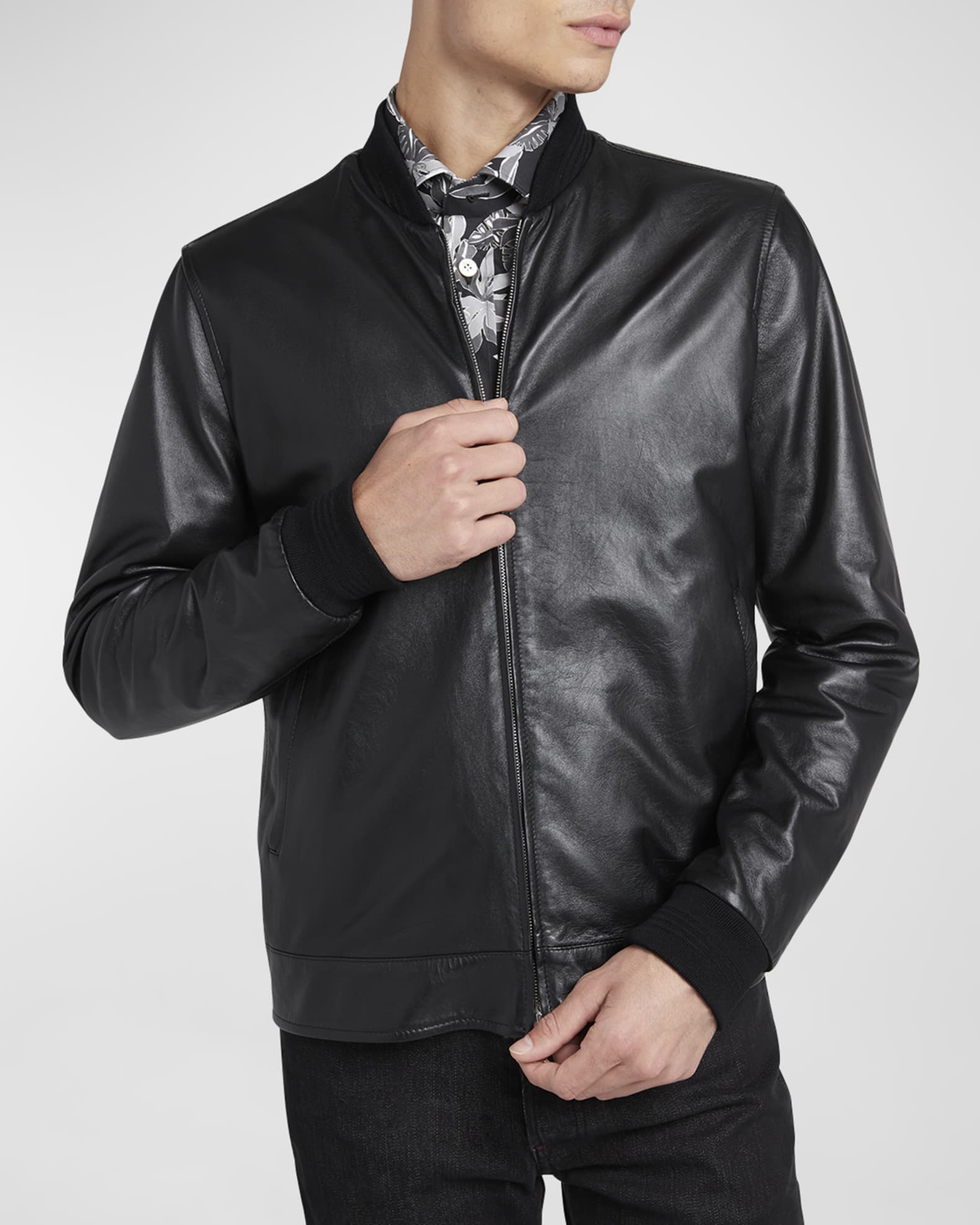 Men s Reversible Blouson Leather Jacket