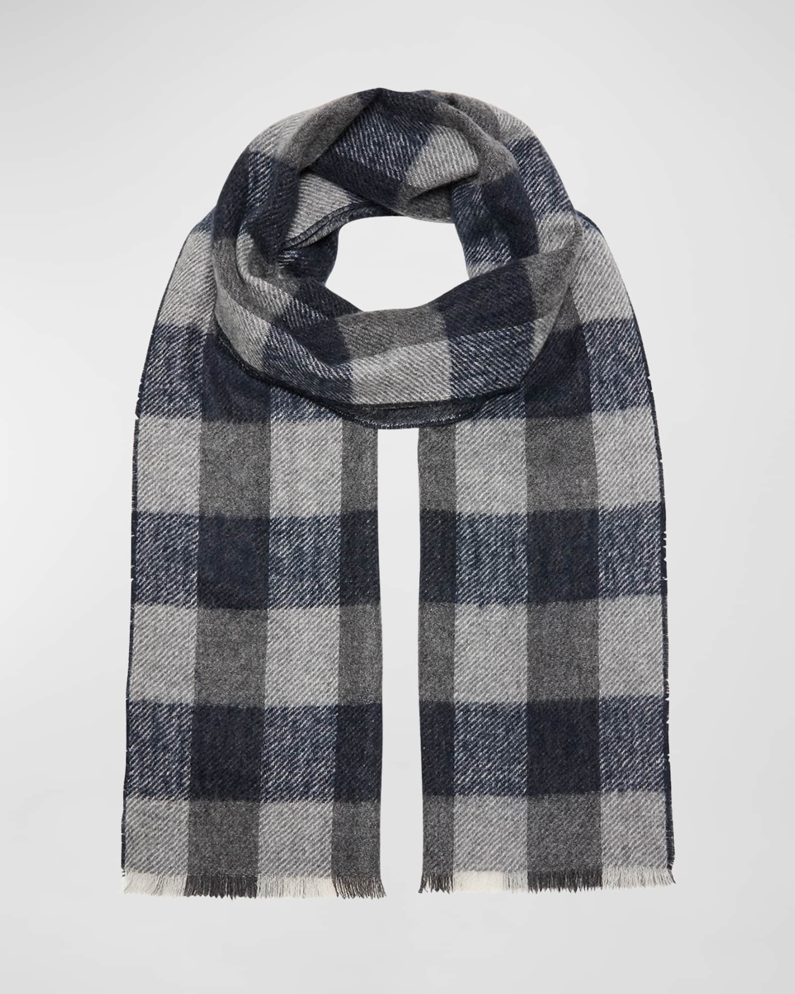 Alonpi Men's Cashmere Doubled-Faced Check Scarf