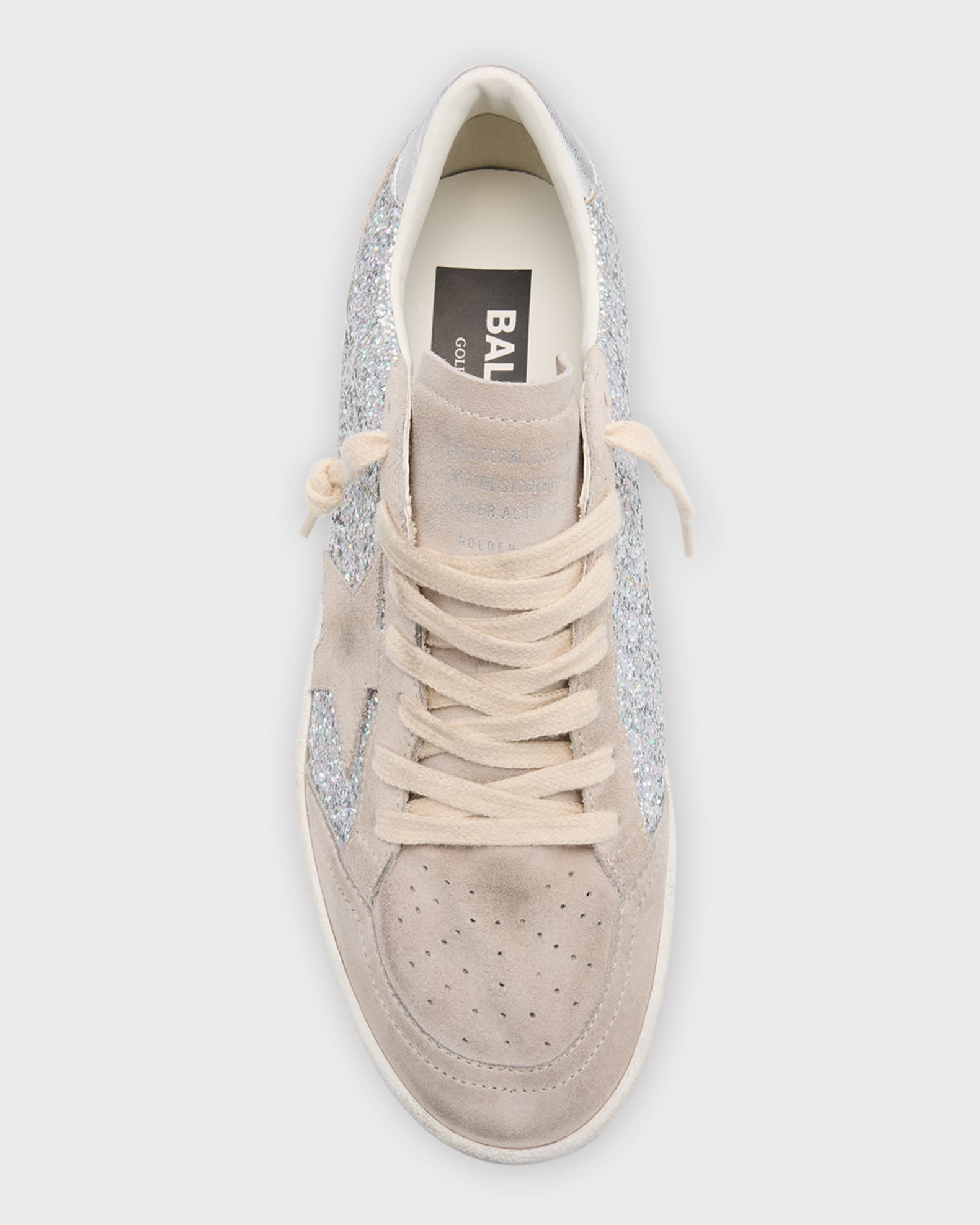 Golden Goose Ballstar Glitter Suede Low-Top Sneakers | Neiman Marcus