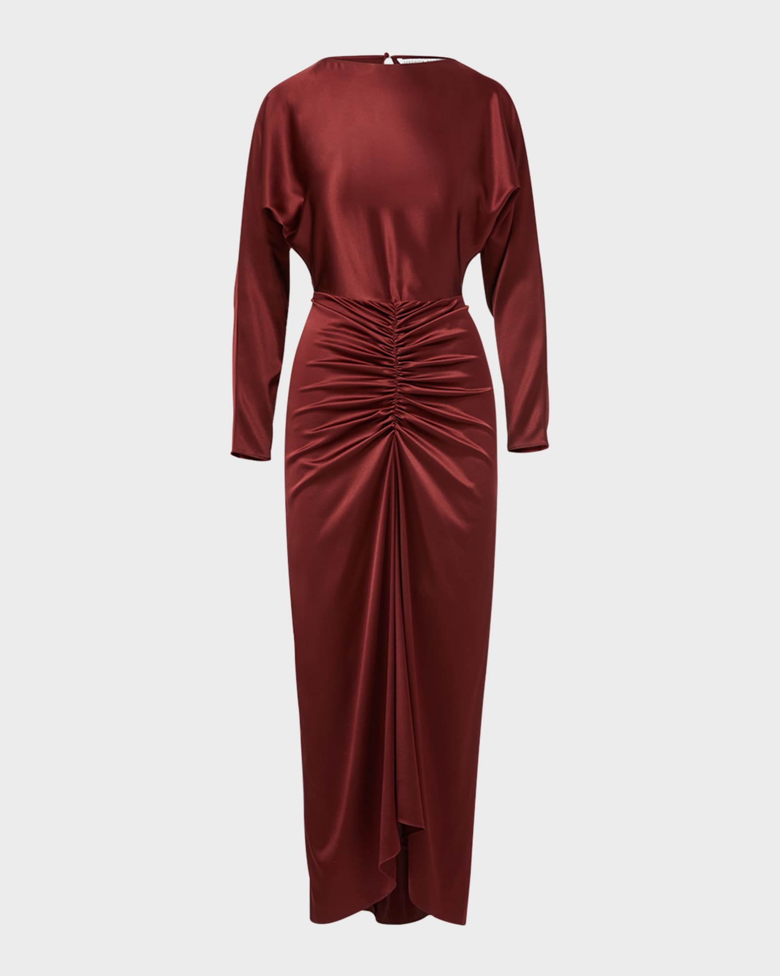 Veronica Beard Sabri Silk Long-Sleeve Ruched Maxi Dress | Neiman Marcus