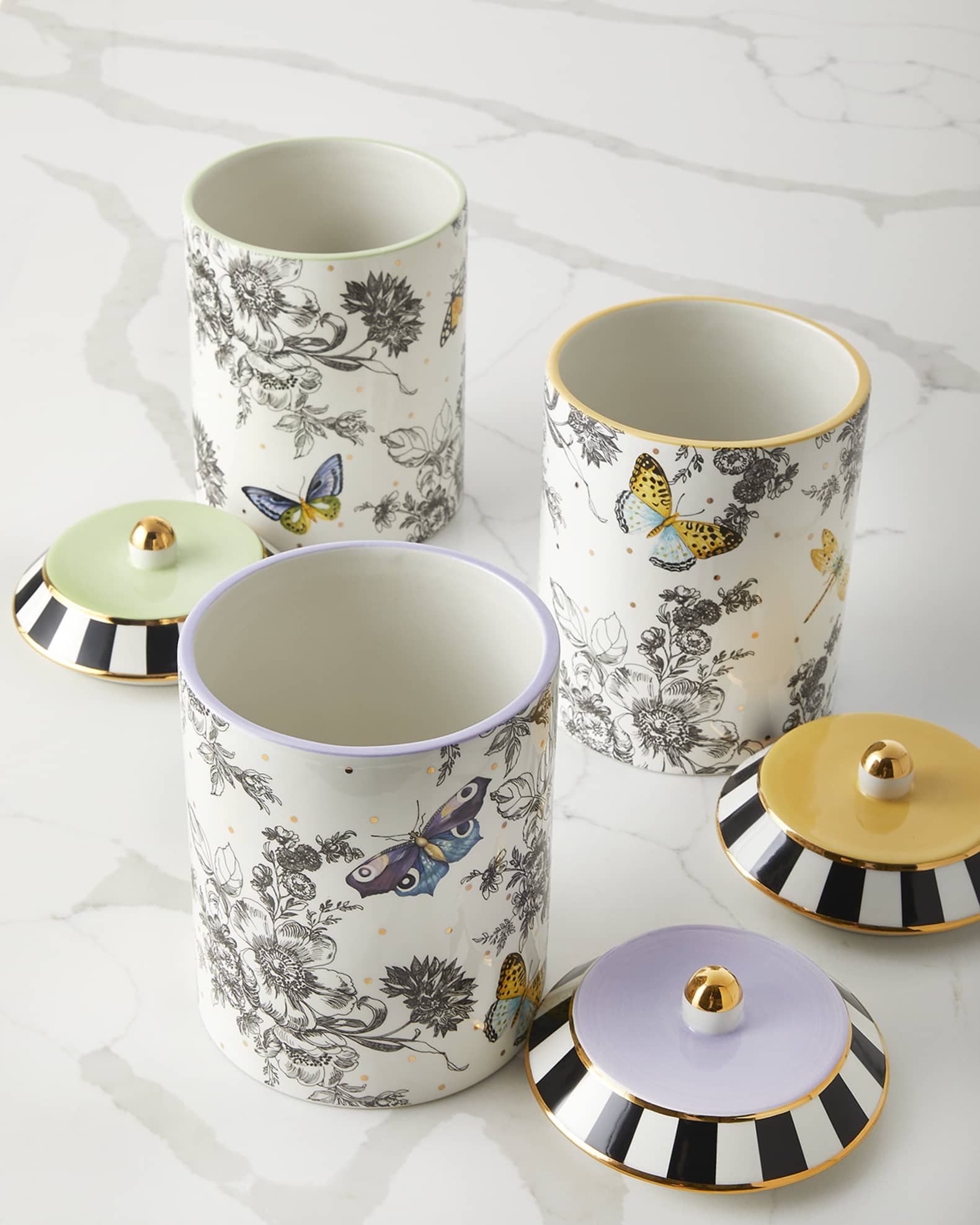 Butterfly Toile Canisters, Set of 3 1