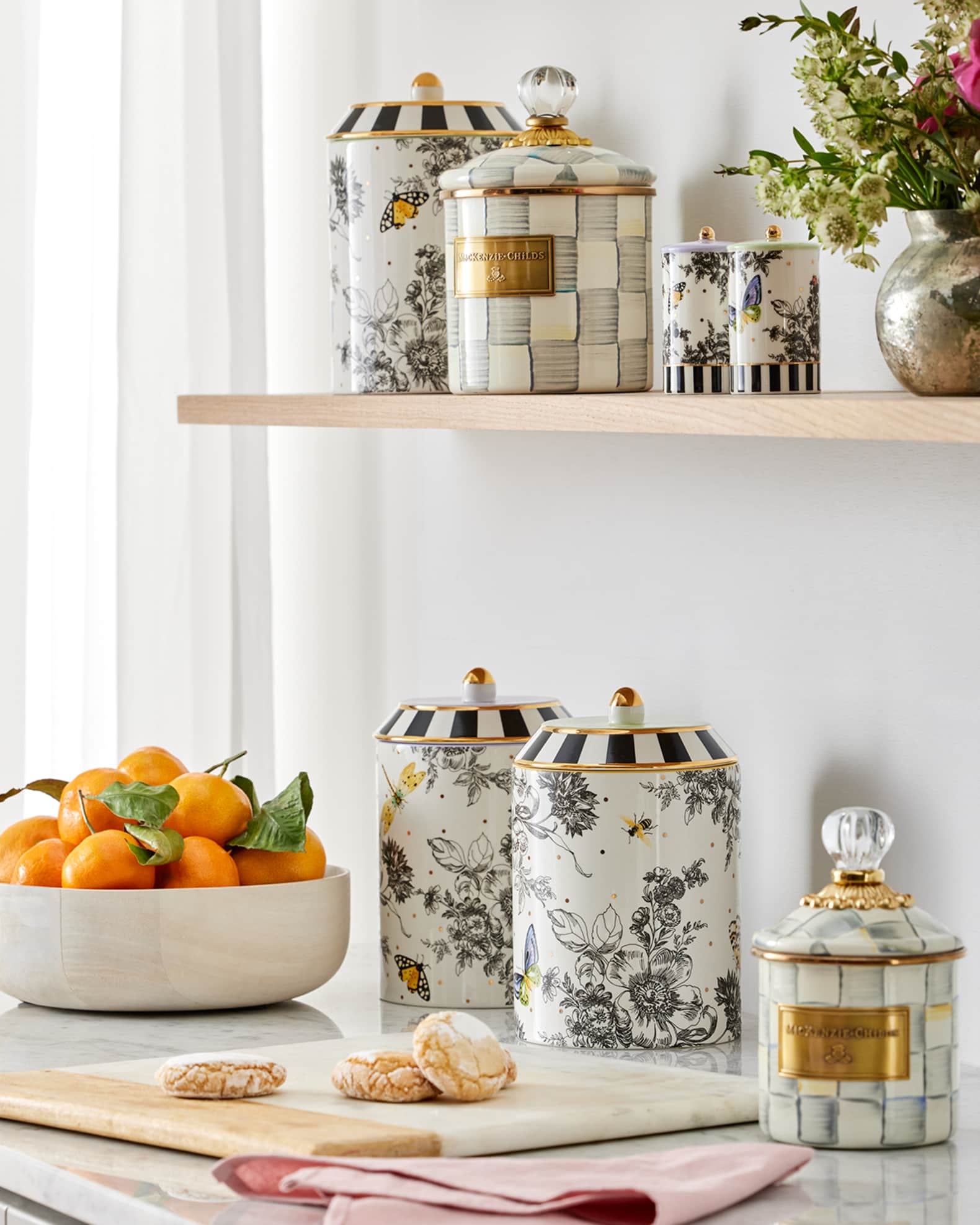 MacKenzie-Childs Butterfly Toile Canisters, Set of 3 | Neiman Marcus