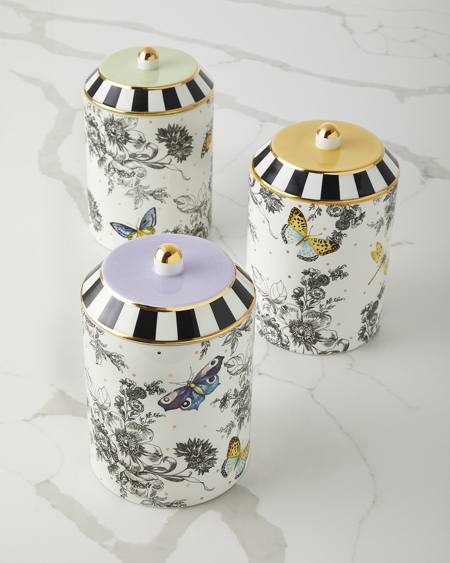 Butterfly Toile Canisters, Set of 3 0