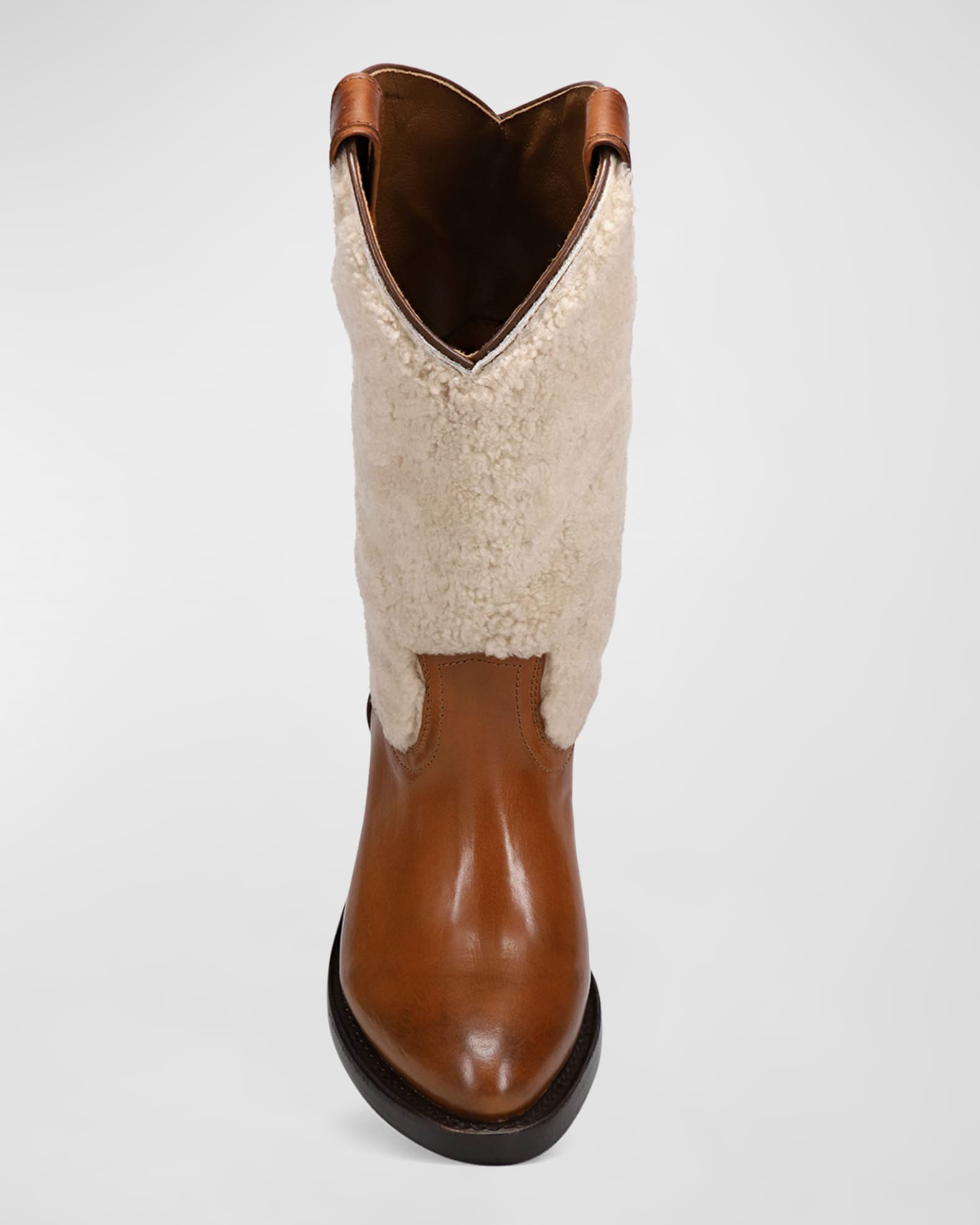 Frye Billy Pull On Shearling Western Boots in Caramel Size 9.5