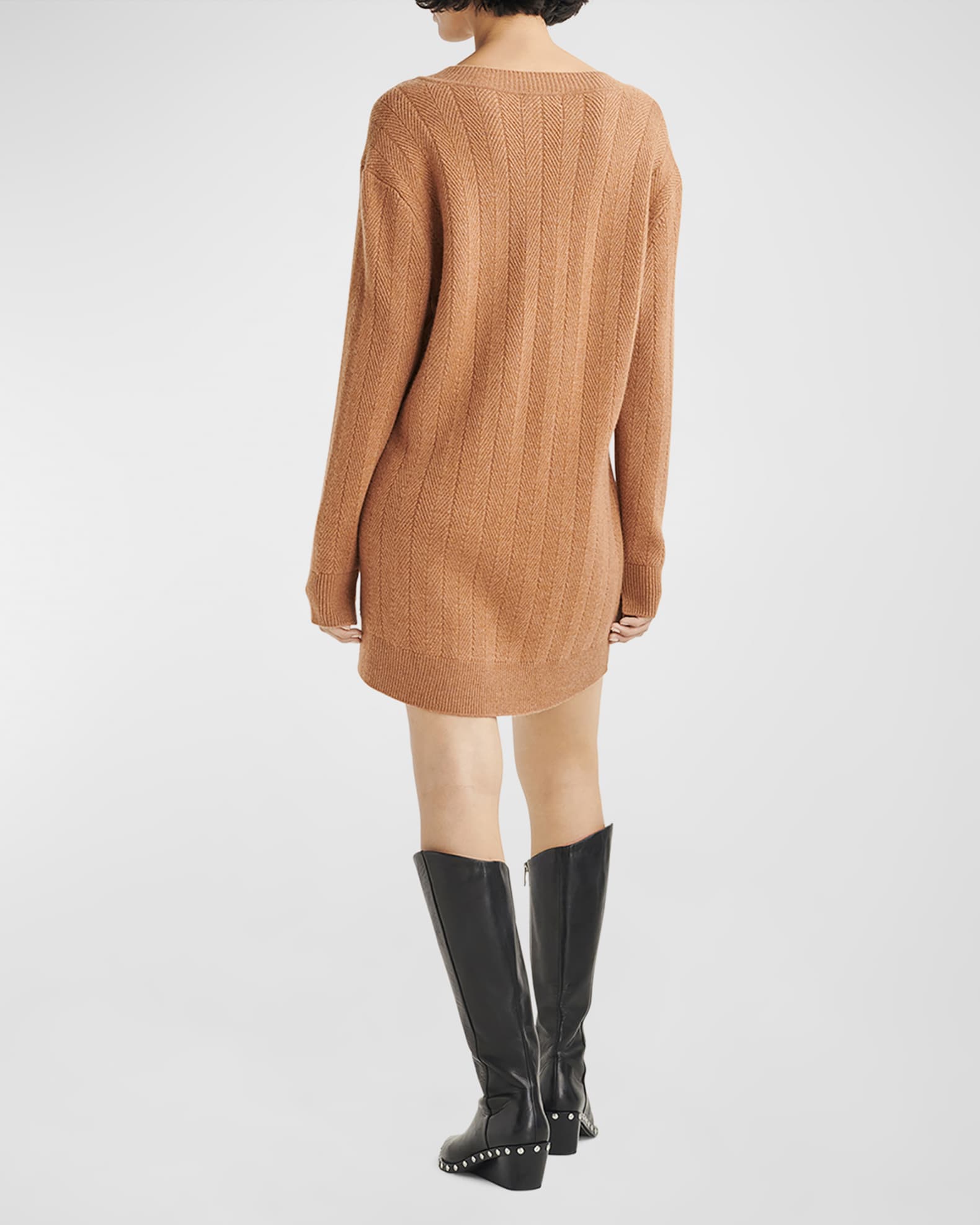 cashmere mini sweater dress Cashmere turtleneck mini dress in beige
