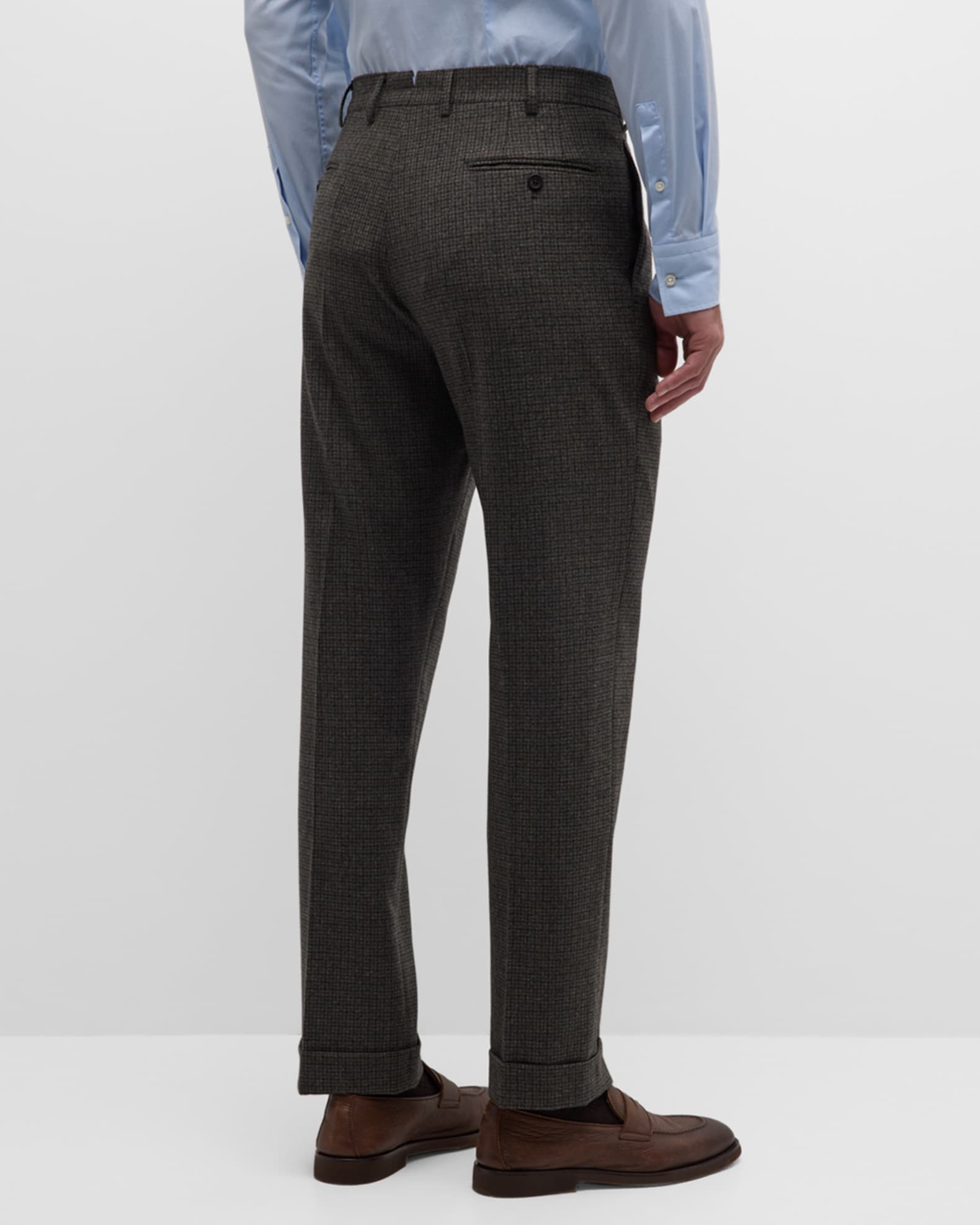 Men's Check Brushed Hopsack Dress Trousers