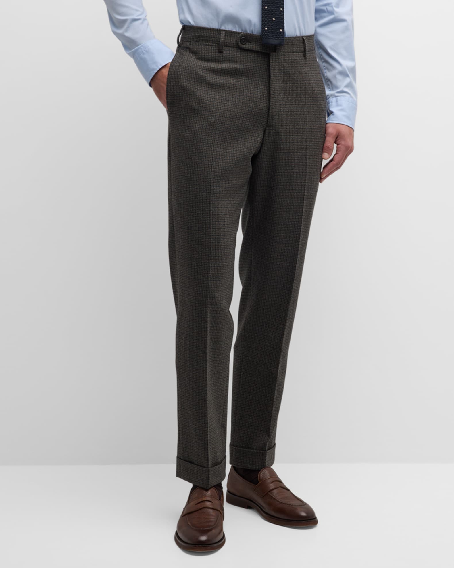 Men's Check Brushed Hopsack Dress Trousers