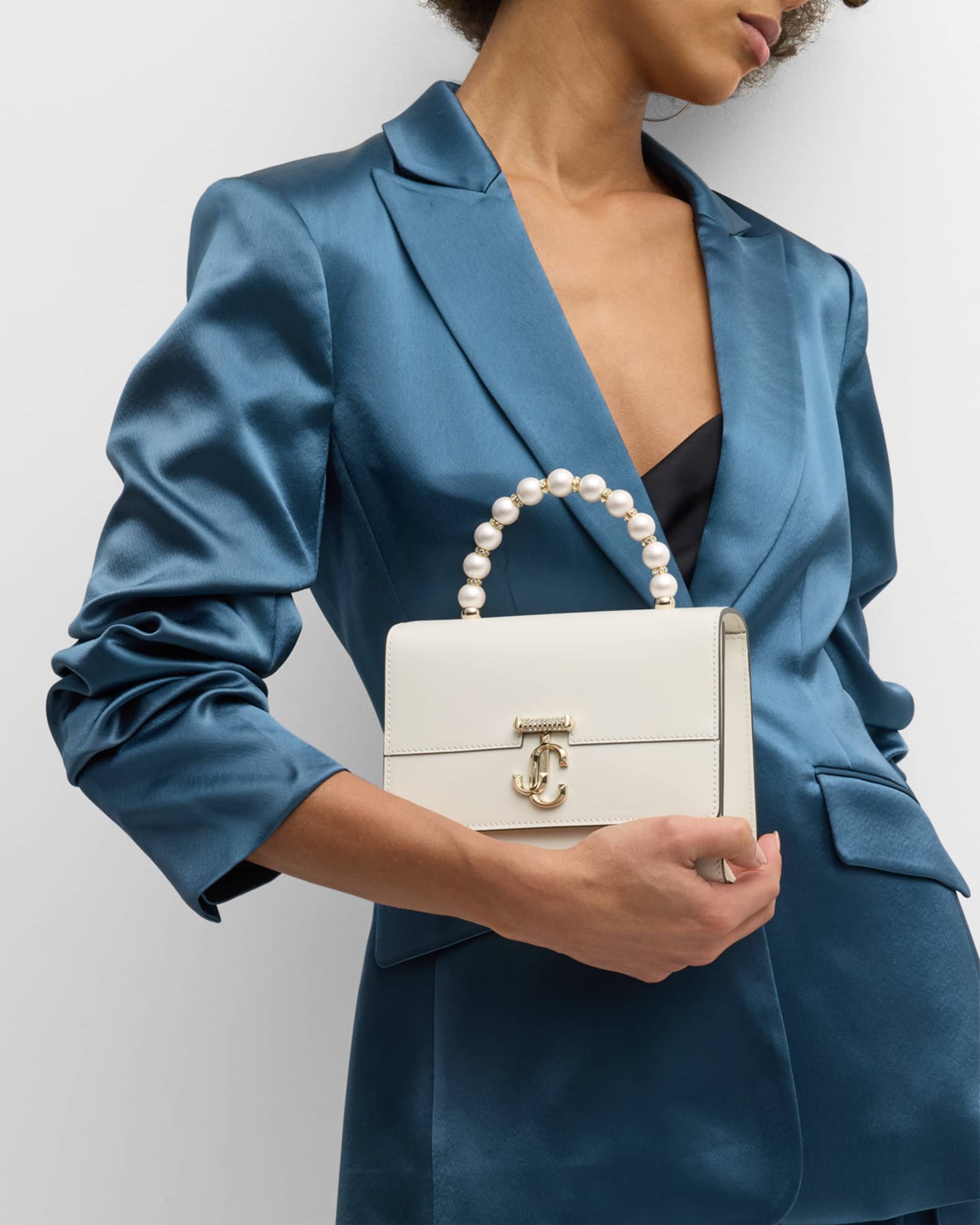 Jimmy Choo Avenue Small Pearly Leather Top Handle Bag Neiman Marcus