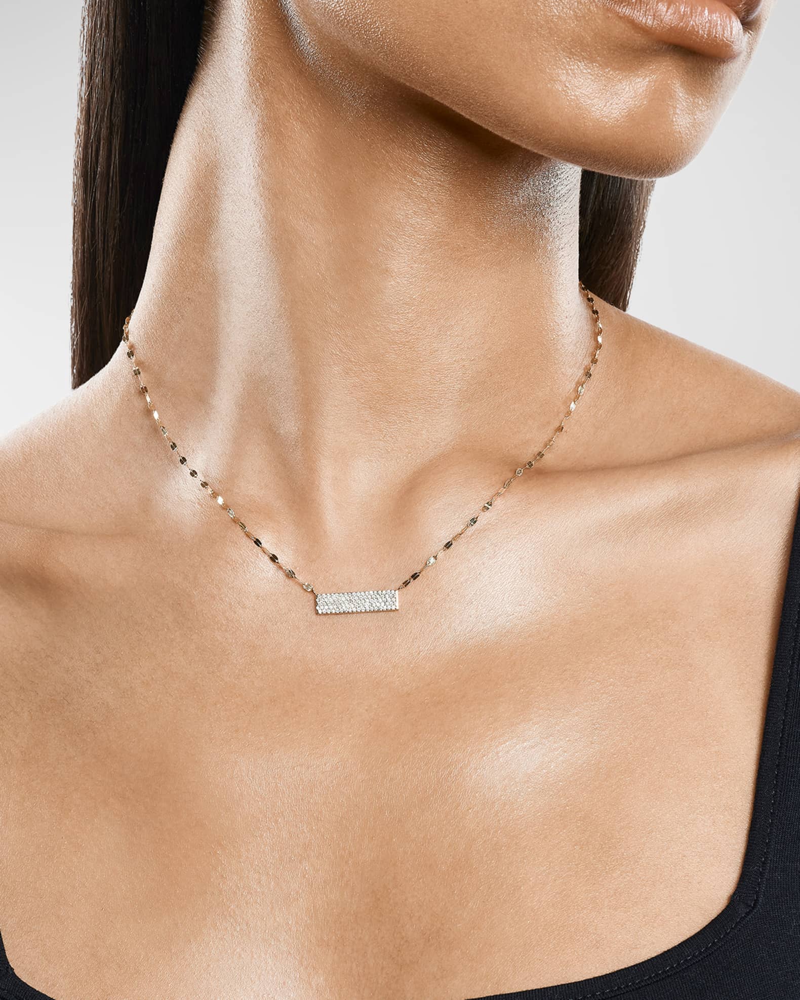 14K Yellow Gold Flawless Diamond Bar Vanity Tag Necklace 1
