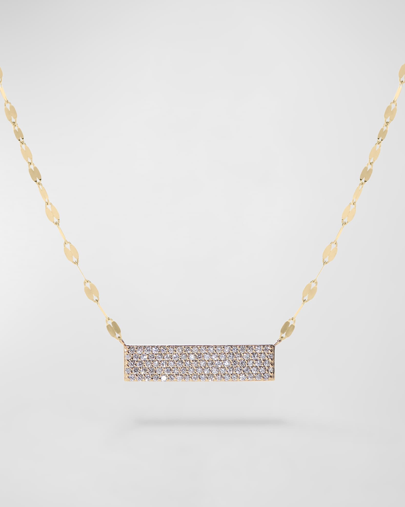 14K Yellow Gold Flawless Diamond Bar Vanity Tag Necklace 0