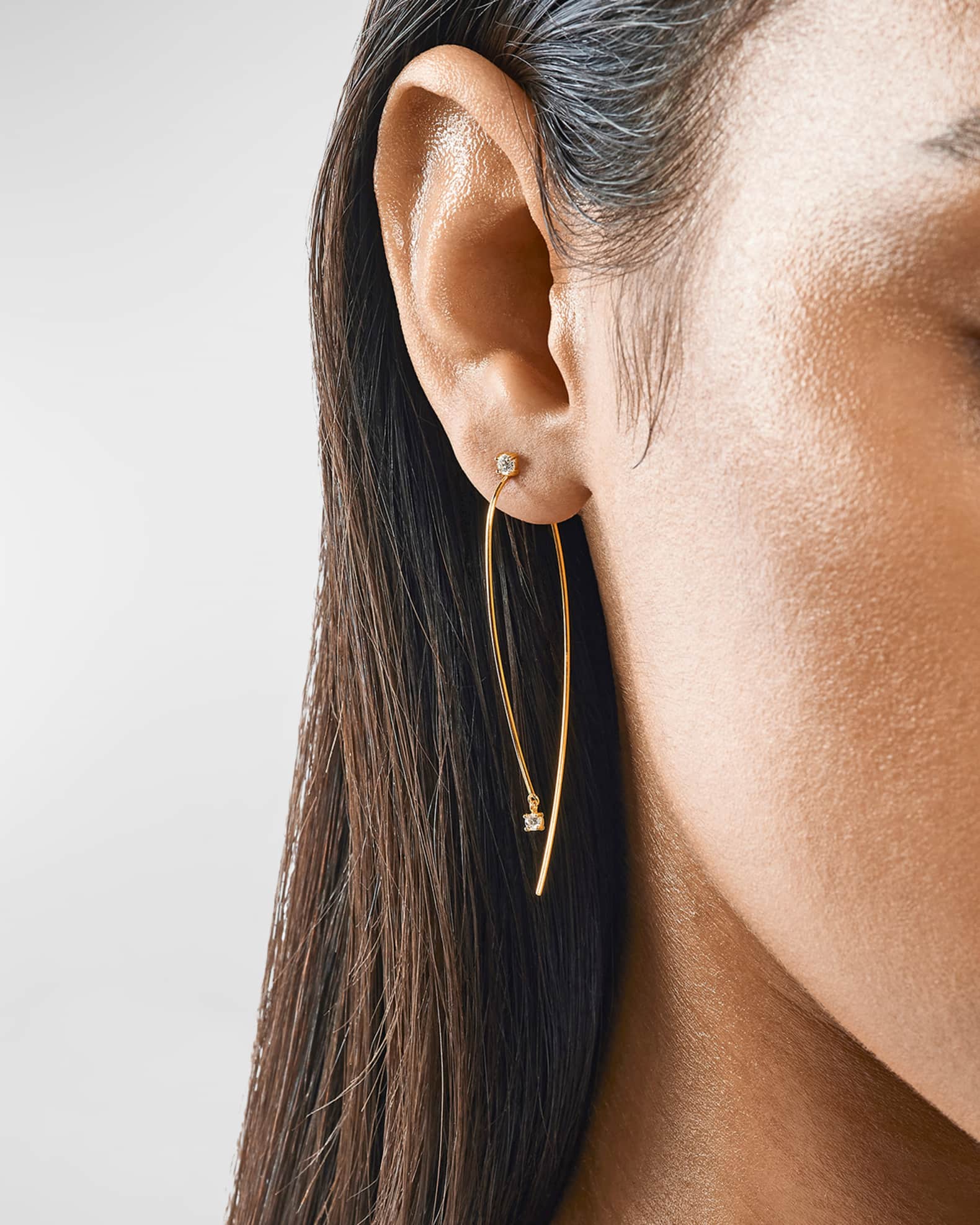 14K Gold Hooked On Hoops With Diamonds 1