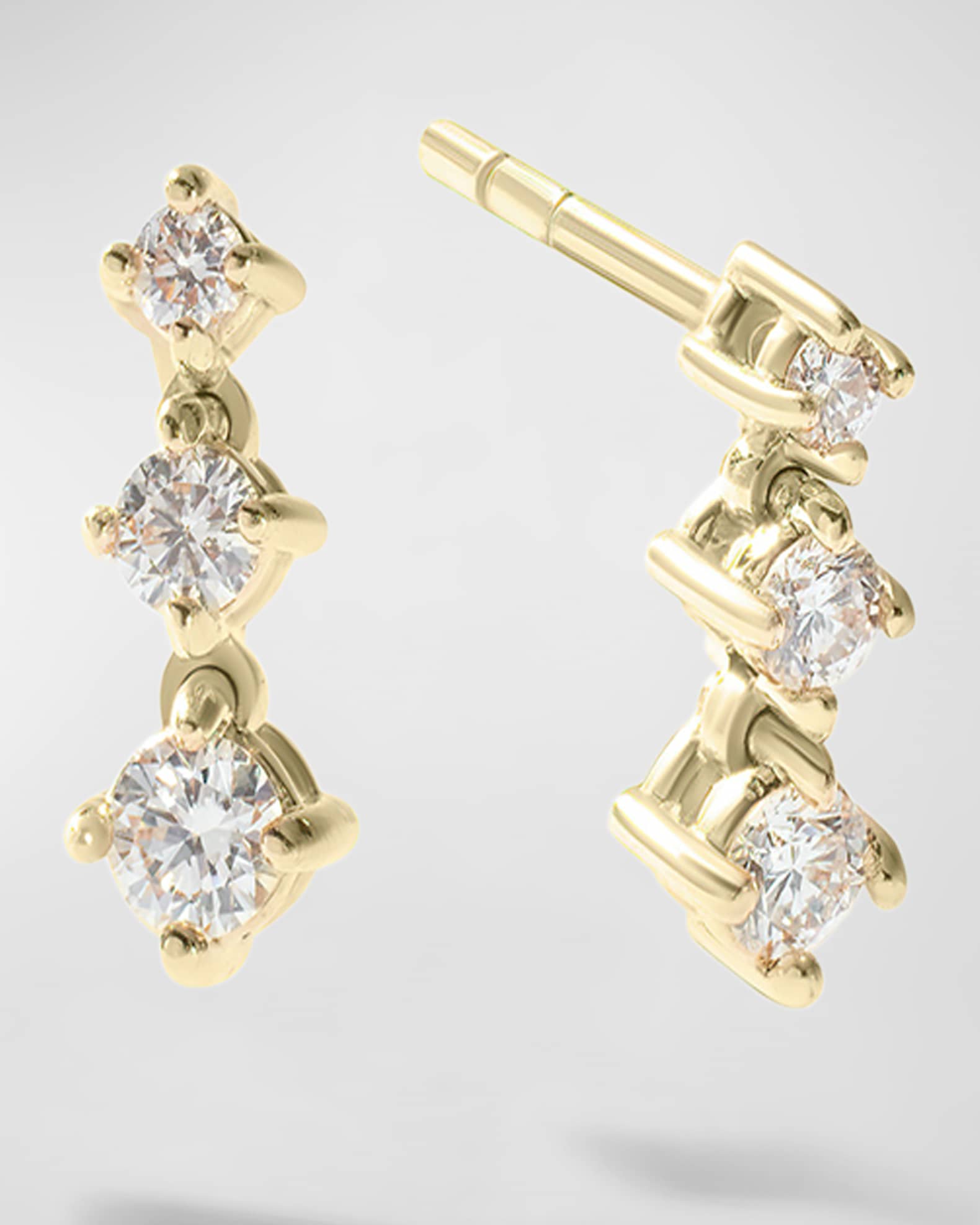 Set of 3 diamond stud earrings on sale