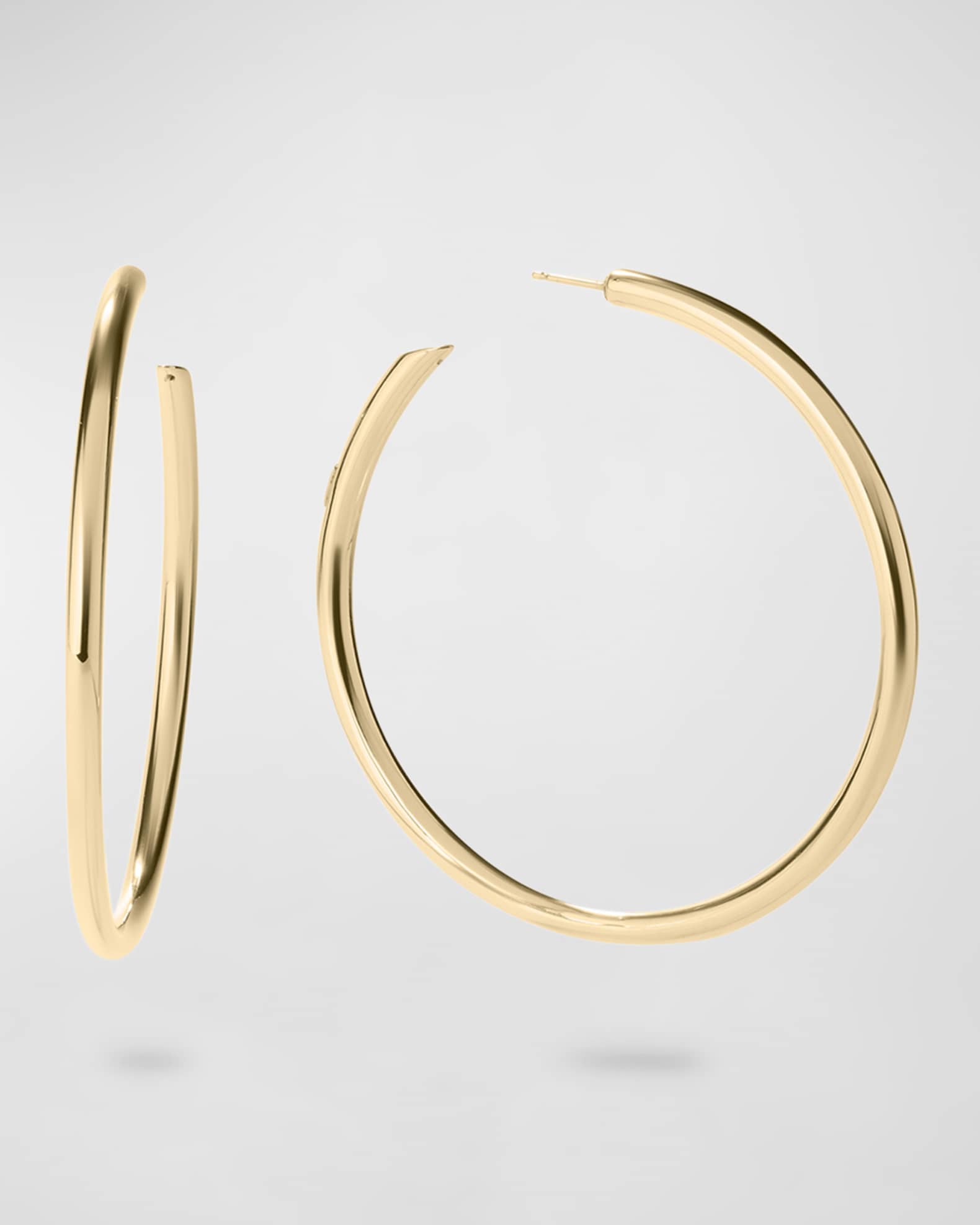 LANA 14K Gold Hollow Hoop Earrings With Diagonal Edges