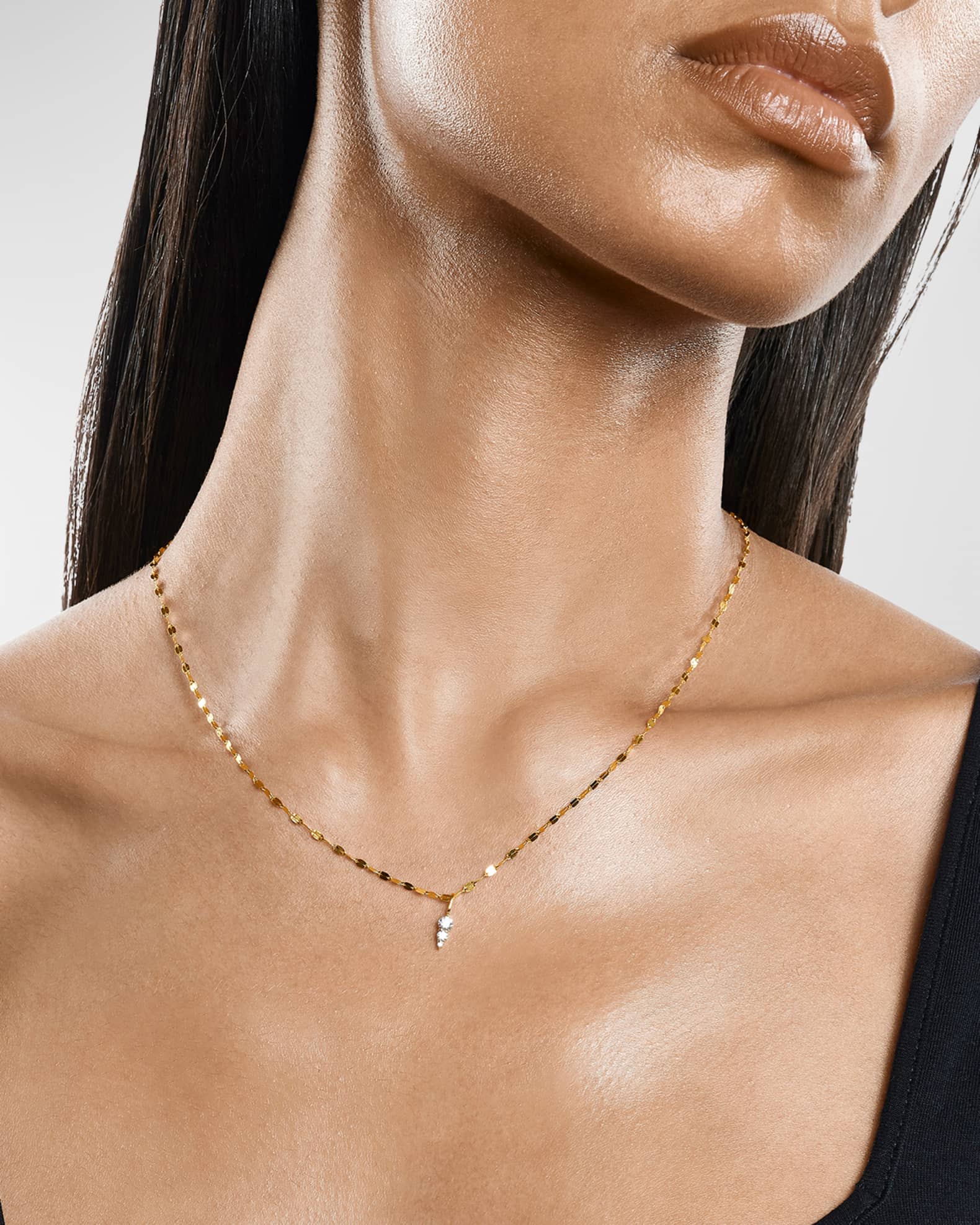 14K Gold Diamond Spike Pendant Necklace 1
