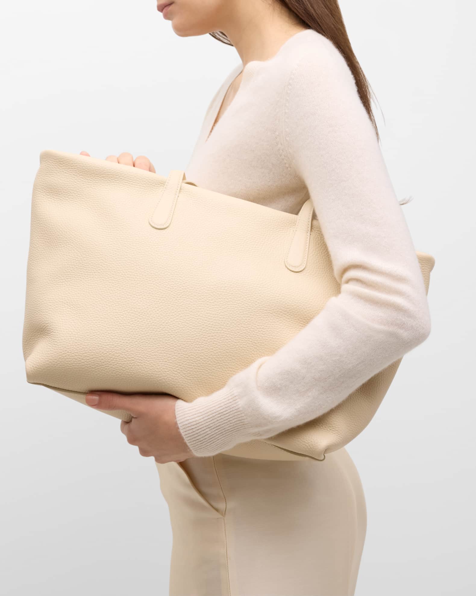 Mansur Gavriel Everyday Leather Zip Tote in Avorio