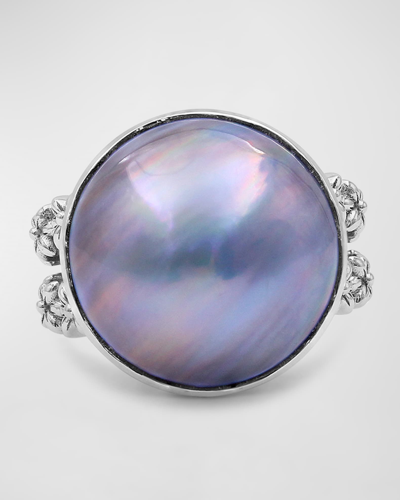 Silver Mabe Pearl Ring in Sterling Silver, Size 7 0
