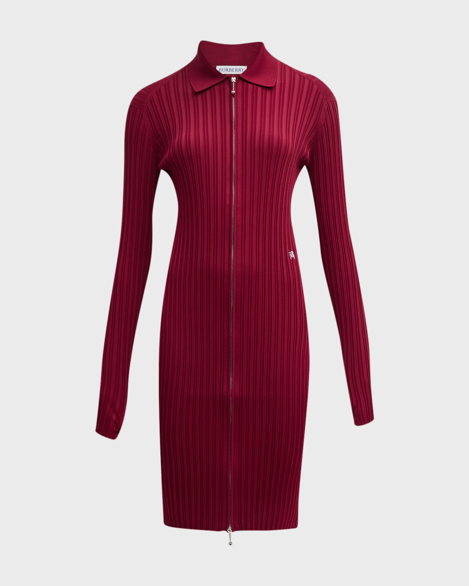 Burberry Ribbed Knit Zip-Up Dress