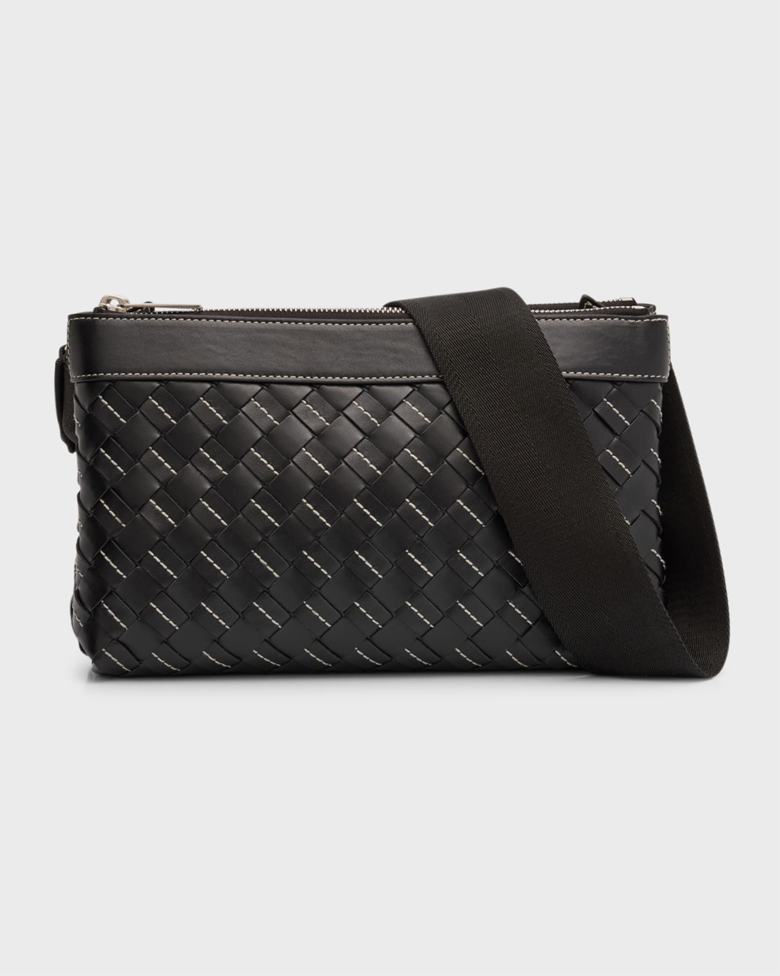 Bottega Veneta Men's Duo Intrecciato Leather Crossbody Bag | Neiman Marcus