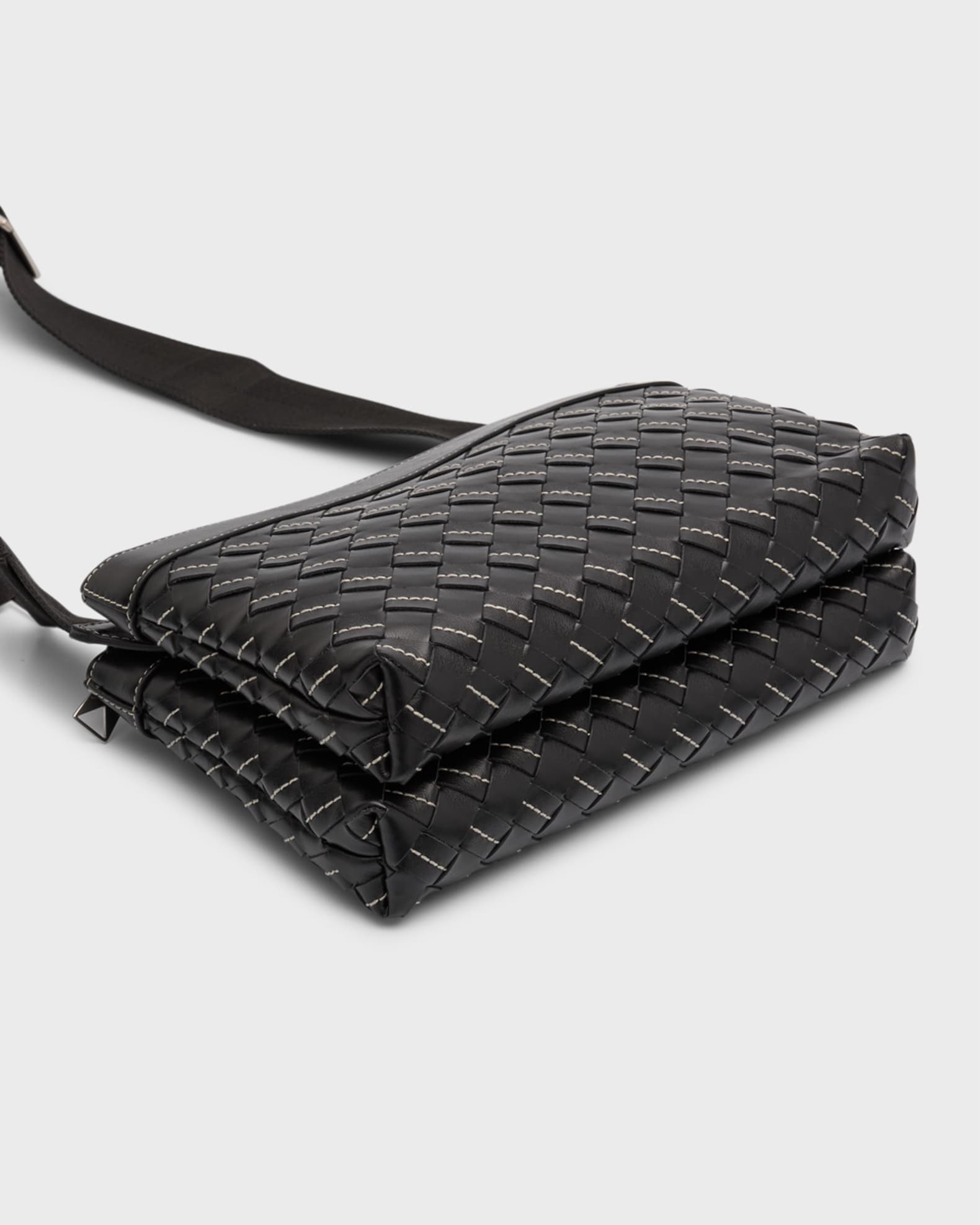 Men's Duo Intrecciato Leather Crossbody Bag 1