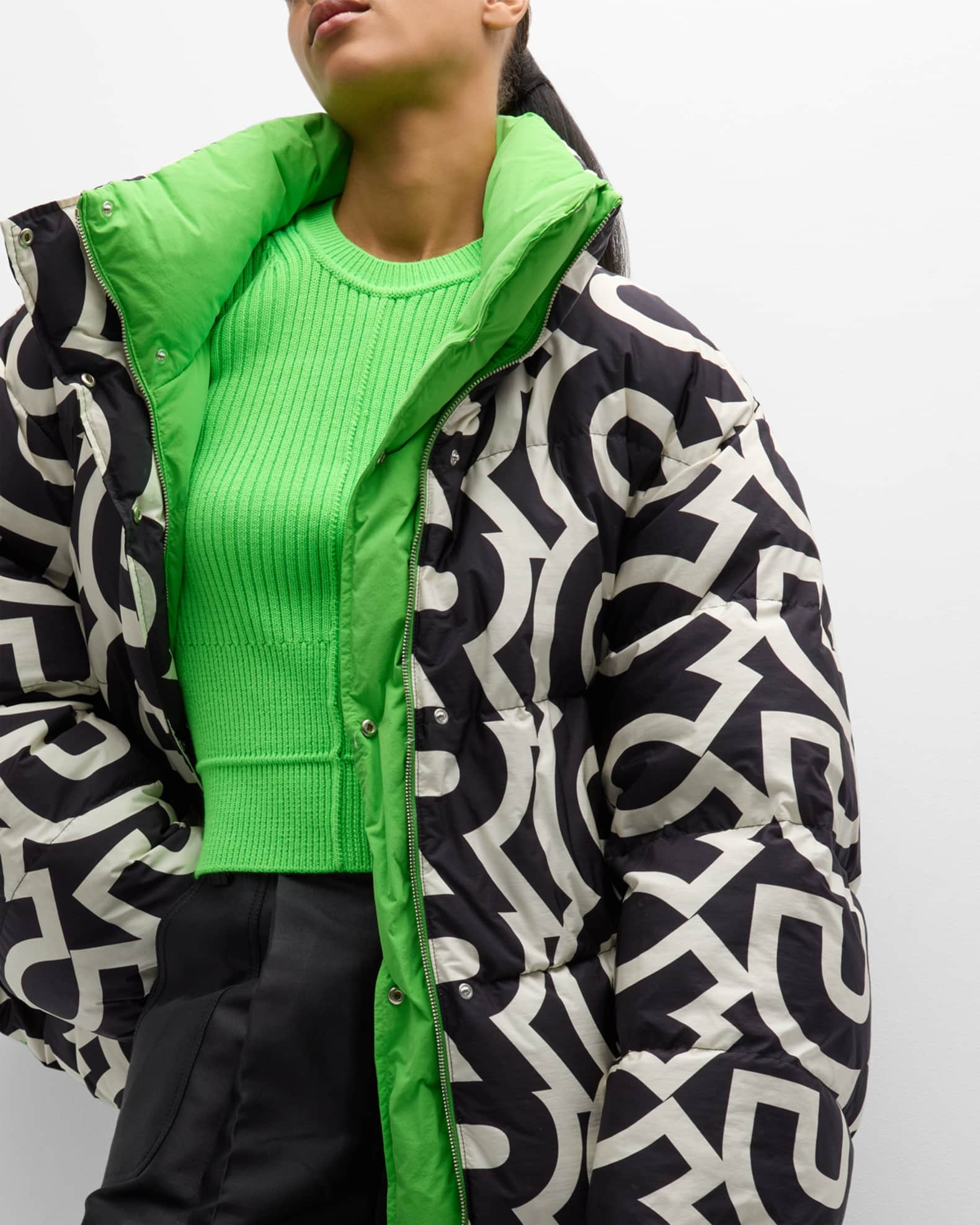 Marc Jacobs Reversible Monogram Oversized Puffer Jacket