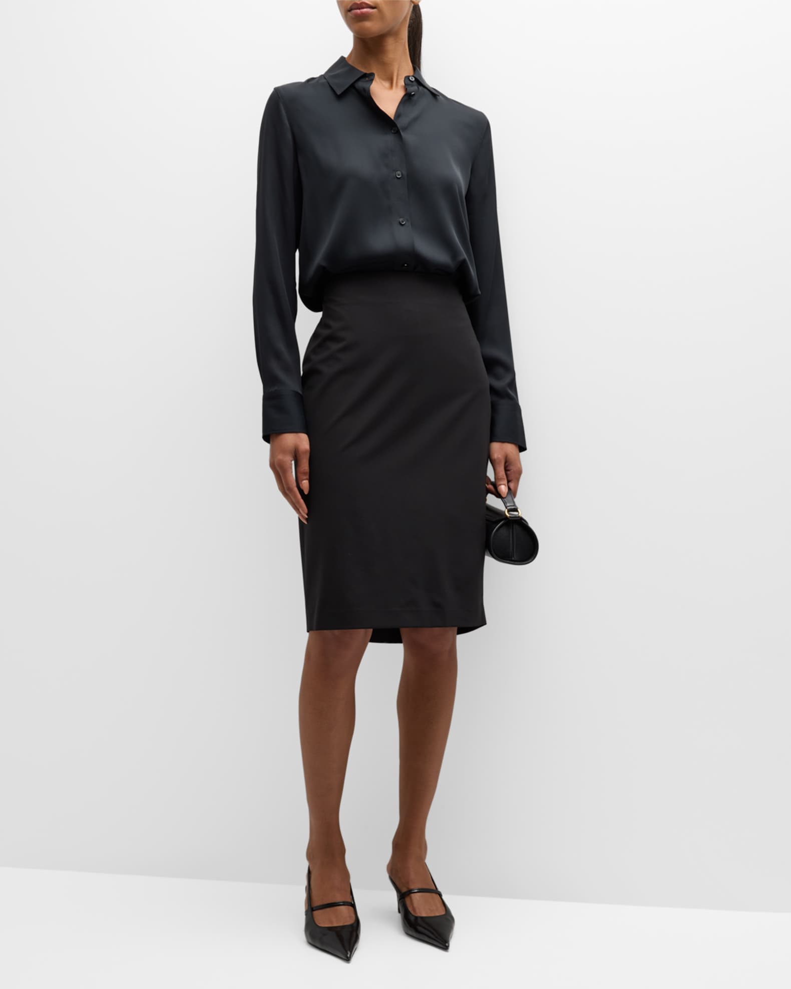 Theory Stretch Wool Short Pencil Skirt | Neiman Marcus