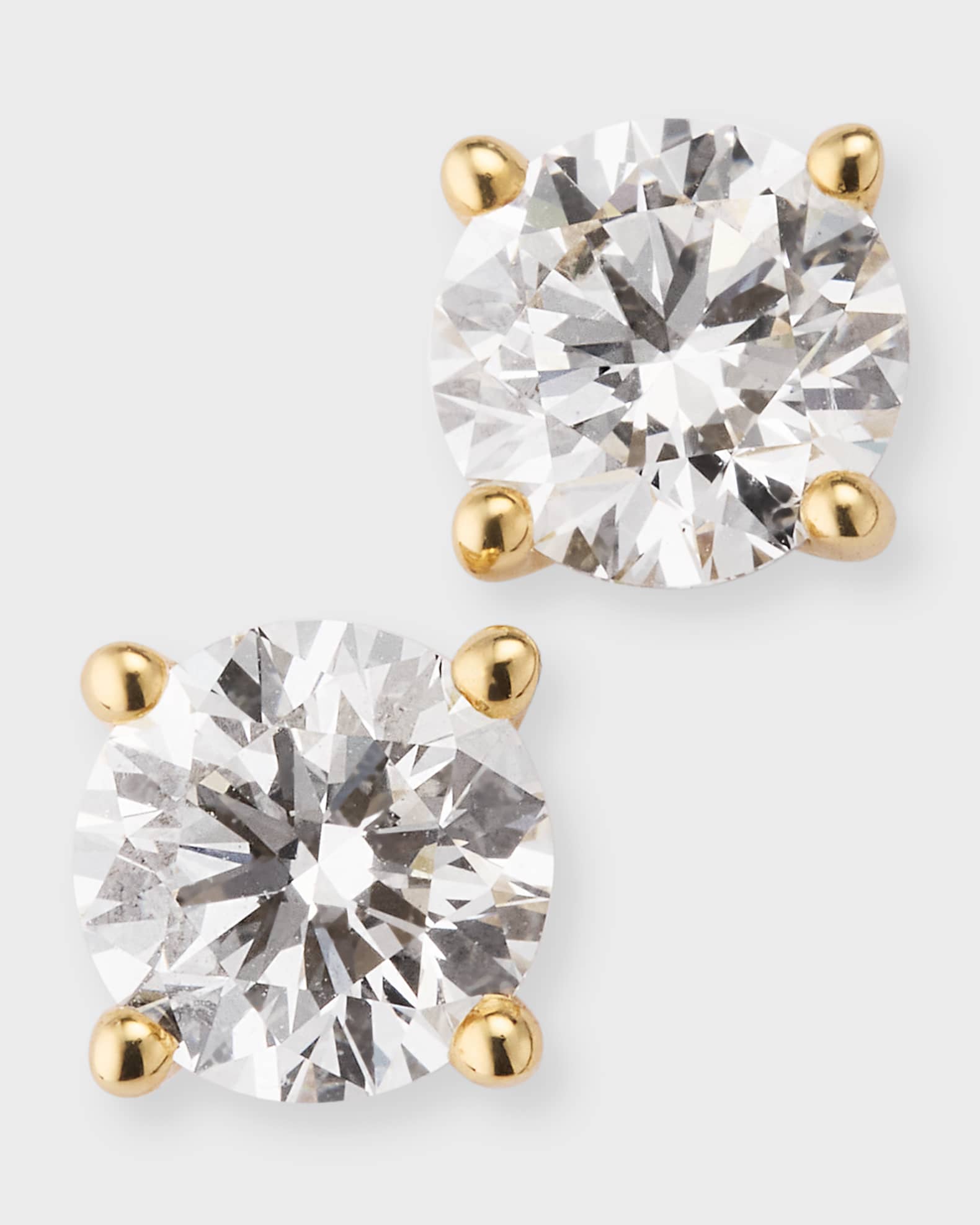 Lab Gown Diamond 18K Yellow Gold Stud Earrings 0