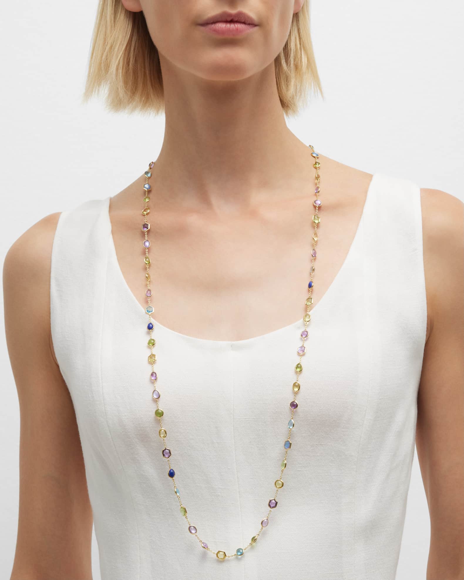 18K Rock Candy Multi Stone Station Chain Necklace in Alpine, 37"L 1
