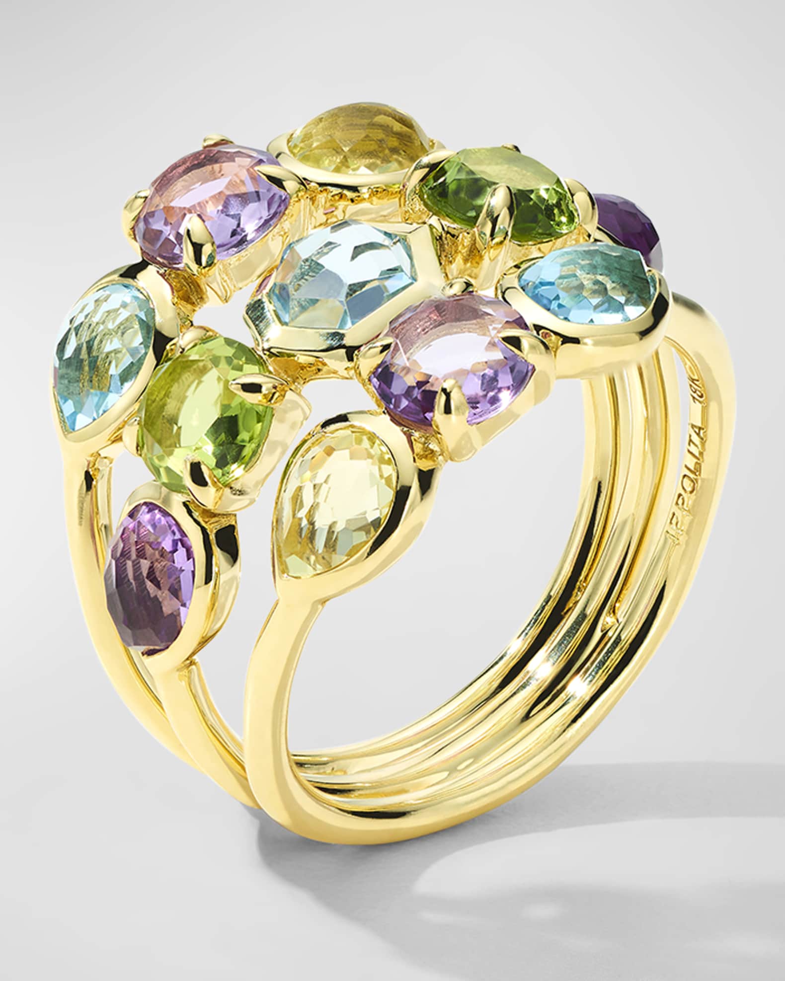 18K Gold Rock Candy Gelato 3-Band Stack Ring in Alpine  1
