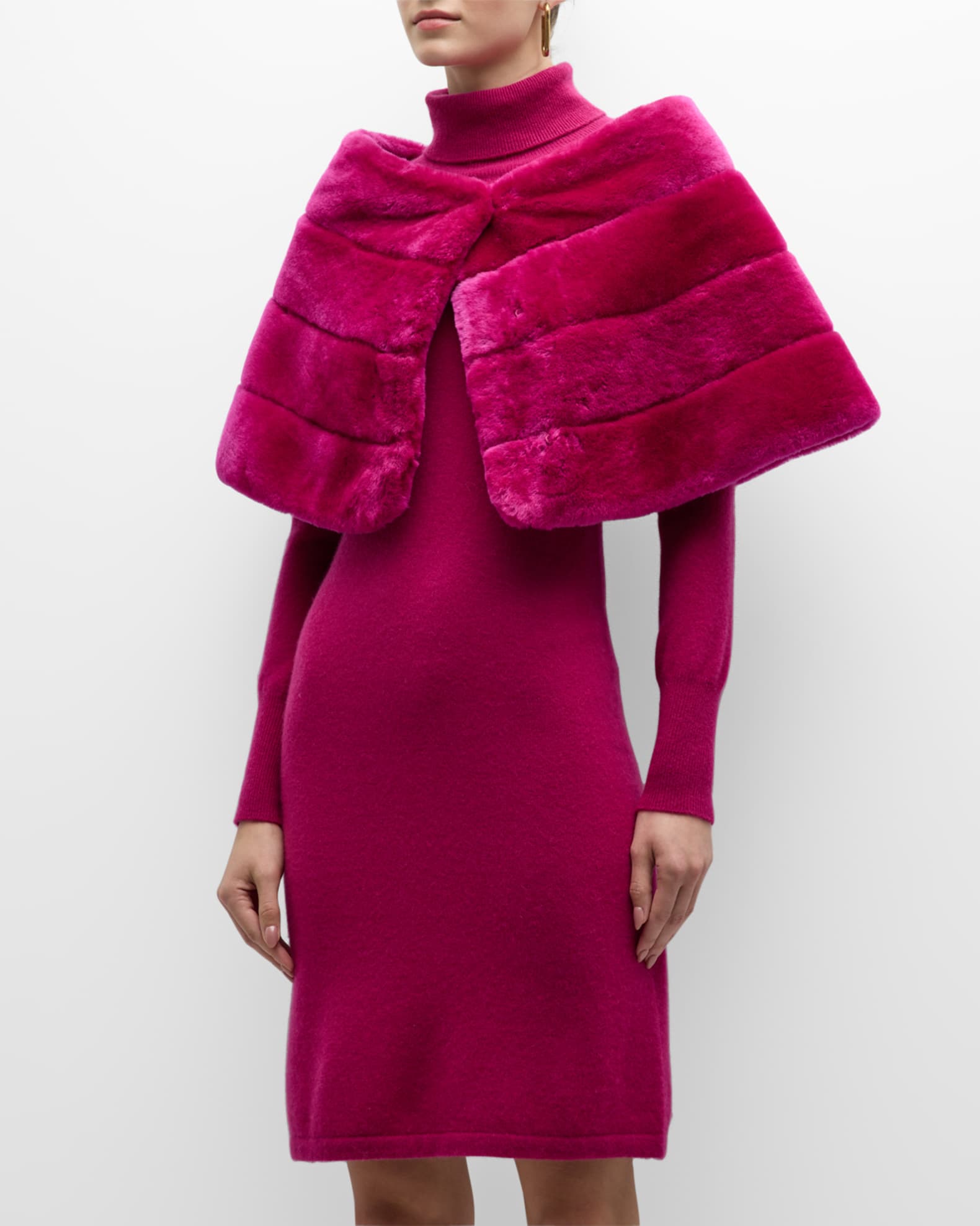 Horizontal Lamb Shearling Cape 1