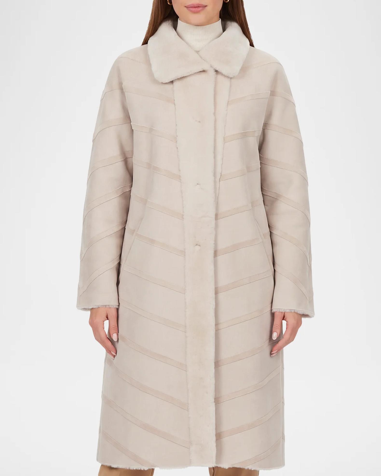 Gorski Reversible Chevron Lamb Shearling Coat | Neiman Marcus