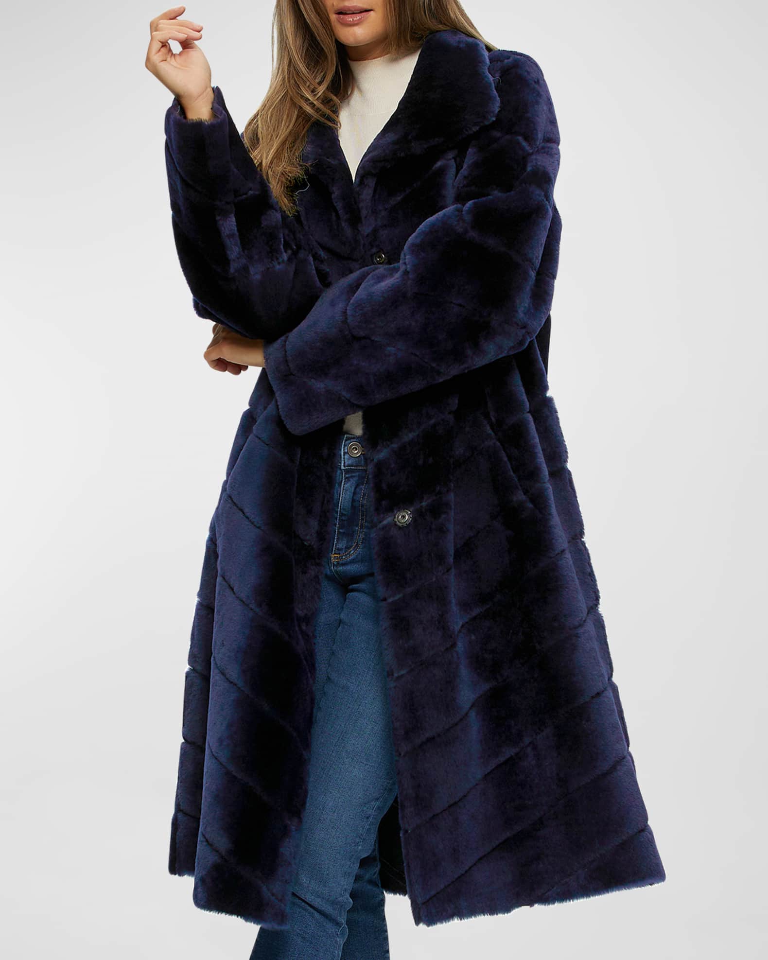 Gorski Reversible Chevron Lamb Shearling Coat | Neiman Marcus