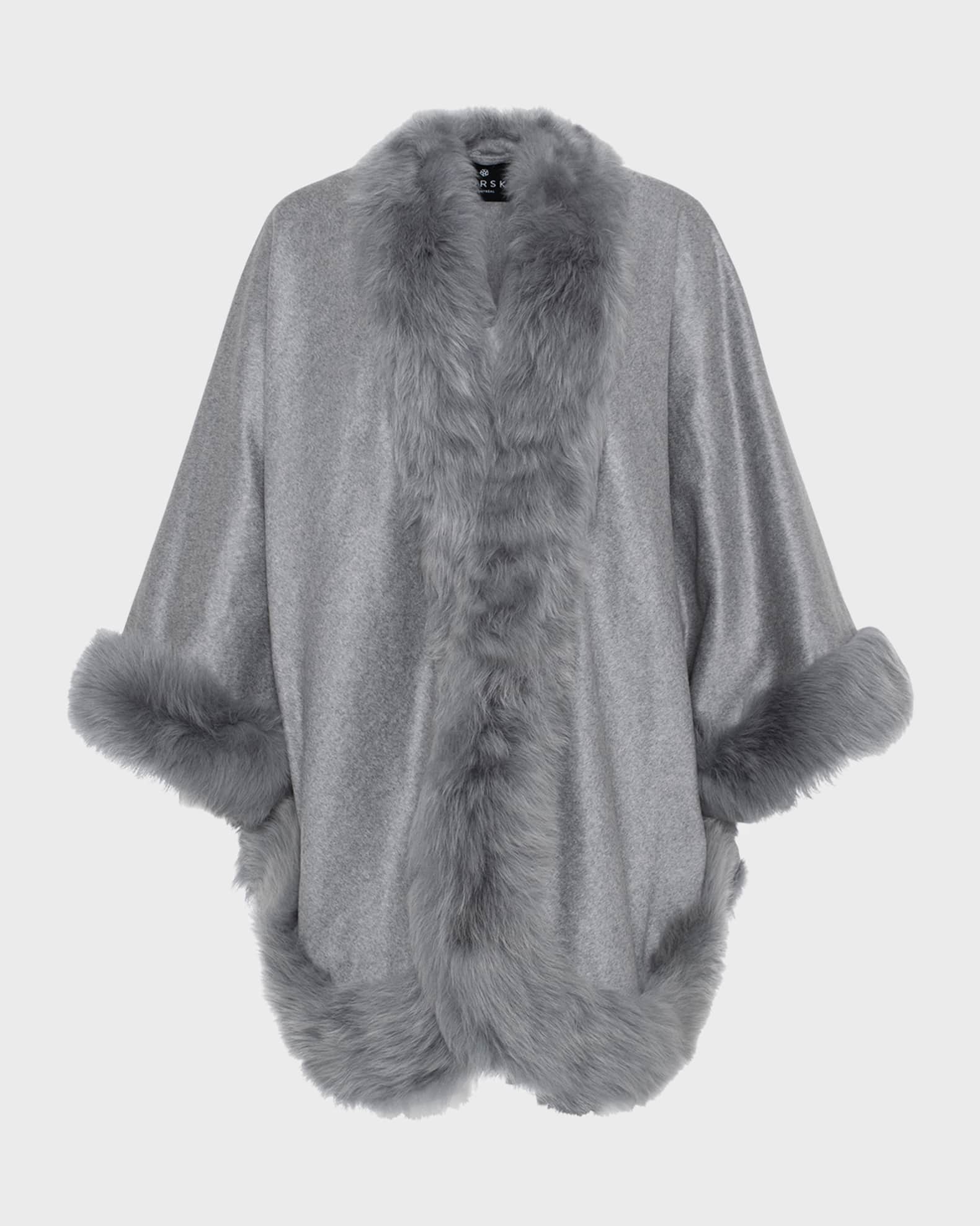 Cashmere Cape With Toscana Shearling Lamb Trim 0